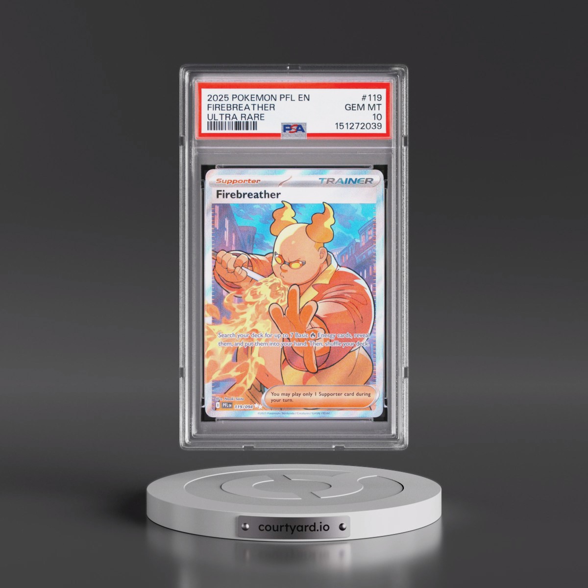 2025 Pokémon Pfl EN-Phantasmal Flames #119 Firebreather - Ultra Rare (PSA 10 GEM MINT)