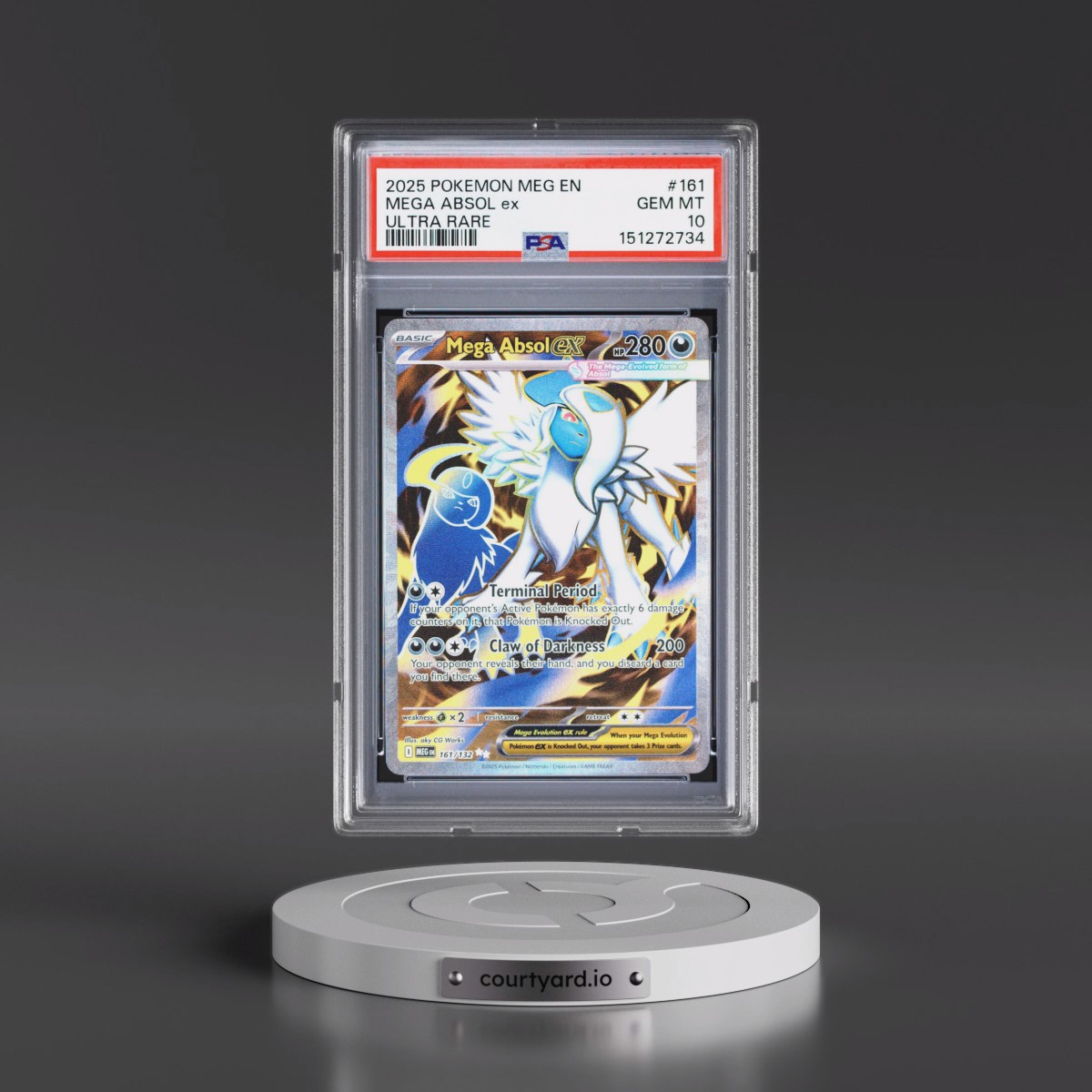 2025 Pokémon Meg EN-Mega Evolution #161 Mega Absol EX - Holo Ultra Rare (PSA 10 GEM MINT)