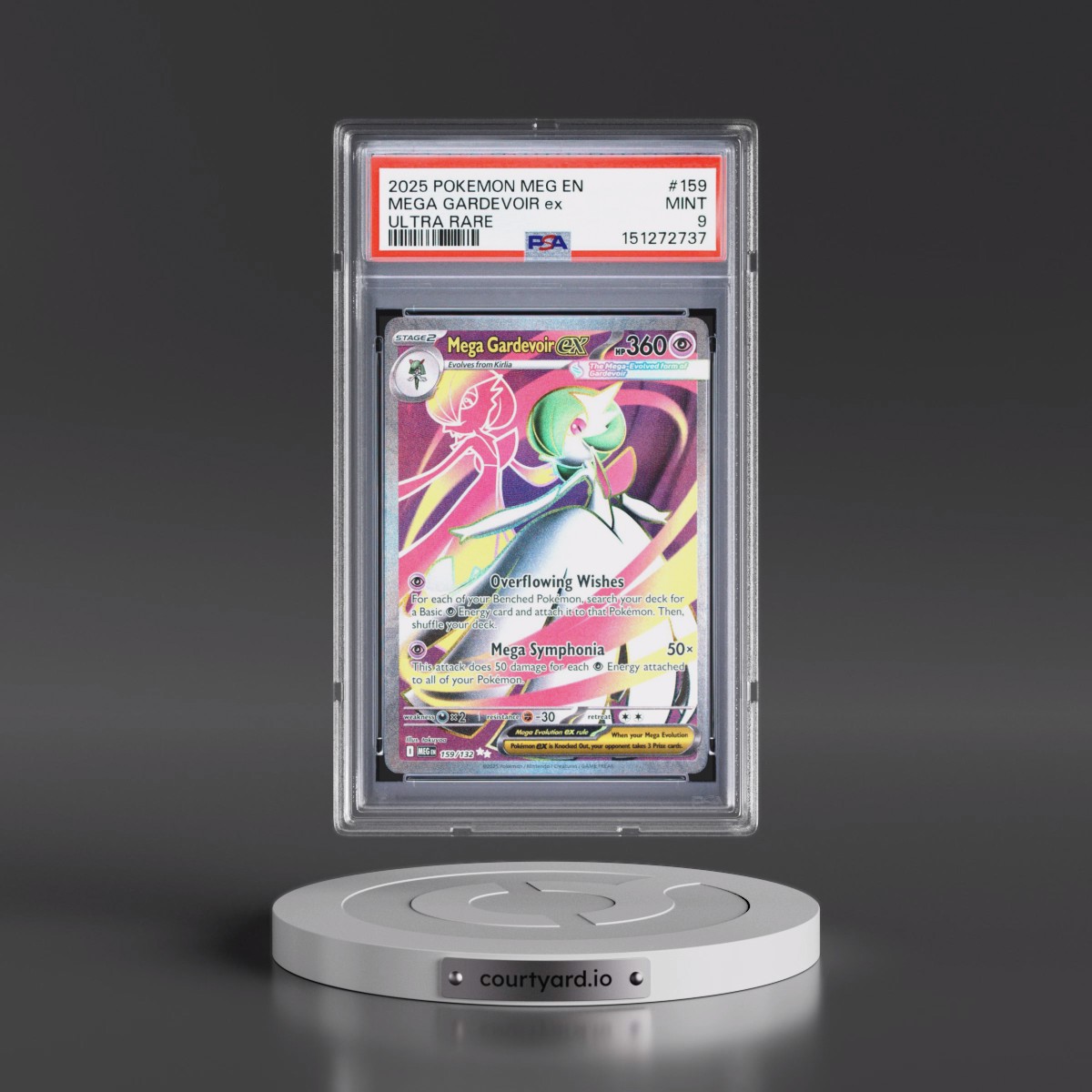 2025 Pokémon Meg EN-Mega Evolution #159 Mega Gardevoir EX - Holo Ultra Rare (PSA 9 MINT)