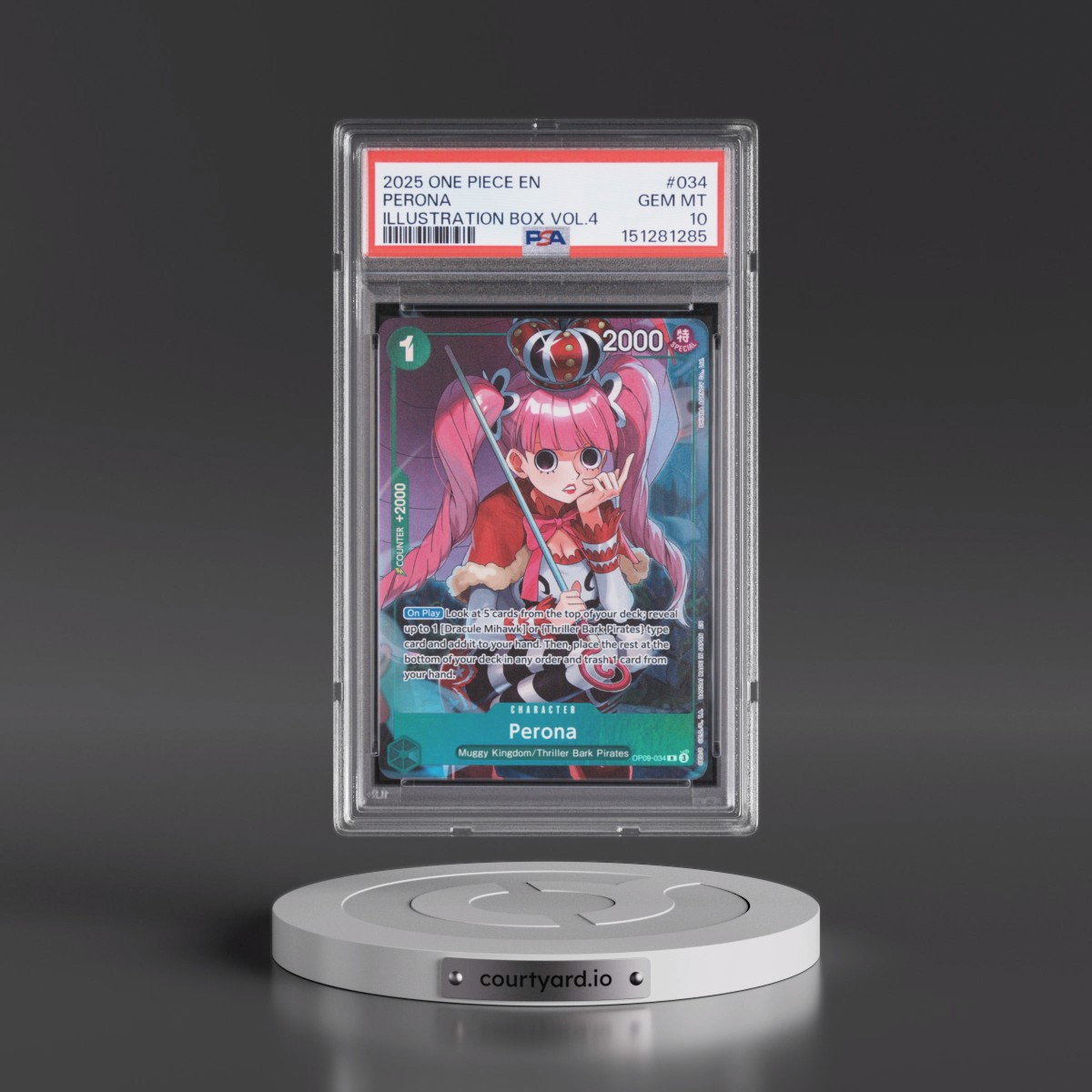 2025 One Piece Promos #034 Perona - Illustration Box Vol.4 (PSA 10 GEM MINT)