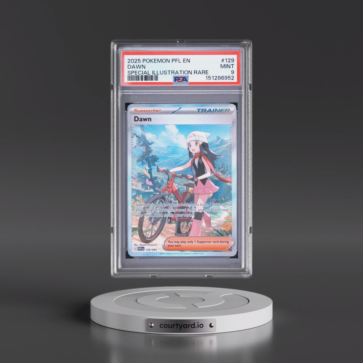2025 Pokémon Pfl EN-Phantasmal Flames #129 Dawn - Special Illustration Rare (PSA 9 MINT)