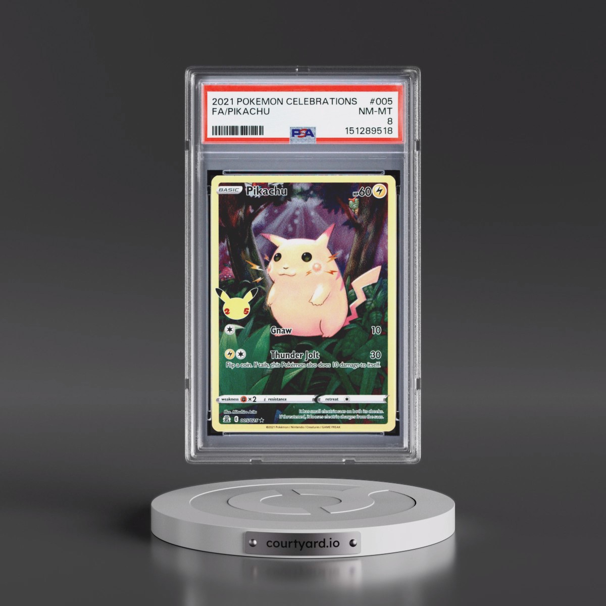 2021 Pokémon Celebrations #005 Pikachu - Full Art (PSA 8 NM-MT)