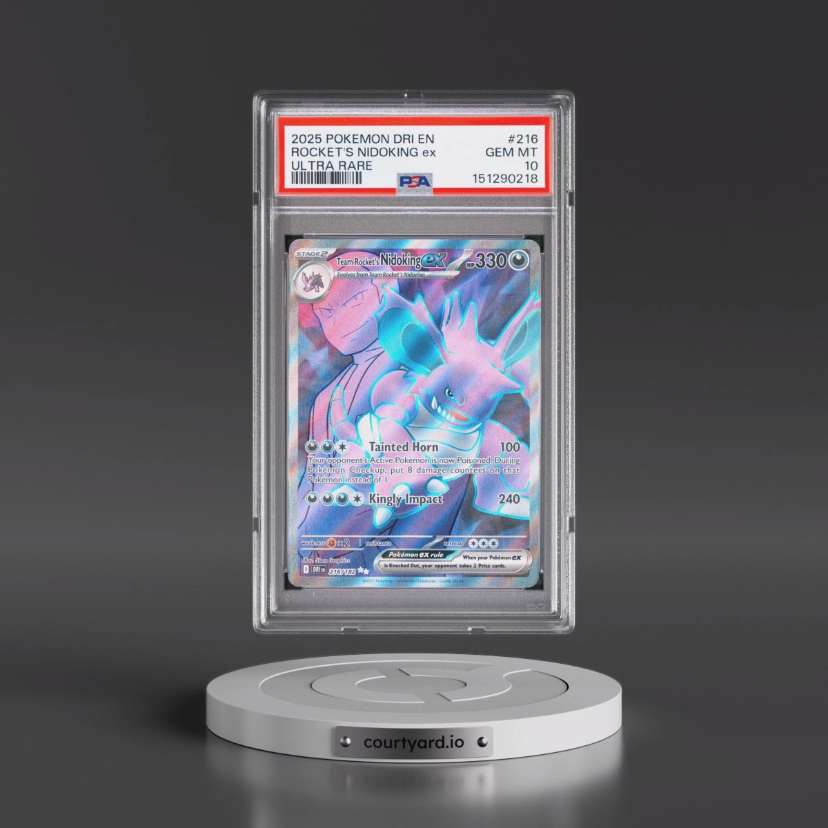 2025 Pokémon Dri EN-Destined Rivals #216 Team Rocket's Nidoking EX - Holo Ultra Rare (PSA 10 GEM MINT)