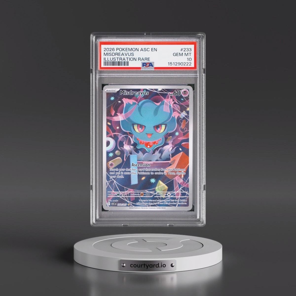 2026 Pokémon Asc EN-Ascended Heroes #233 Misdreavus - Illustration Rare (PSA 10 GEM MINT)