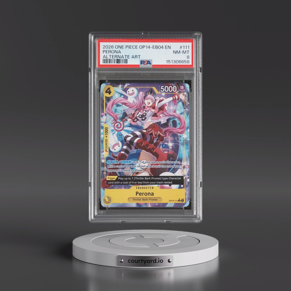 2026 One Piece OP14-EB04-the Azure Sea's Seven #111 Perona - Alternate Art (PSA 8 NM-MT)
