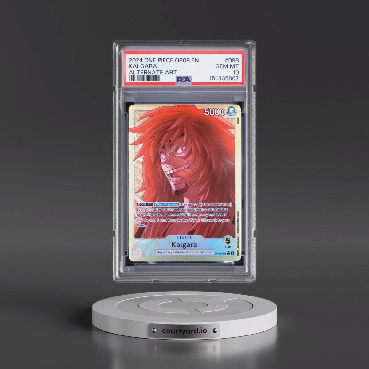 2024 One Piece OP08-Two Legends #098 Kalgara - Alternate Art (PSA 10 GEM MINT)