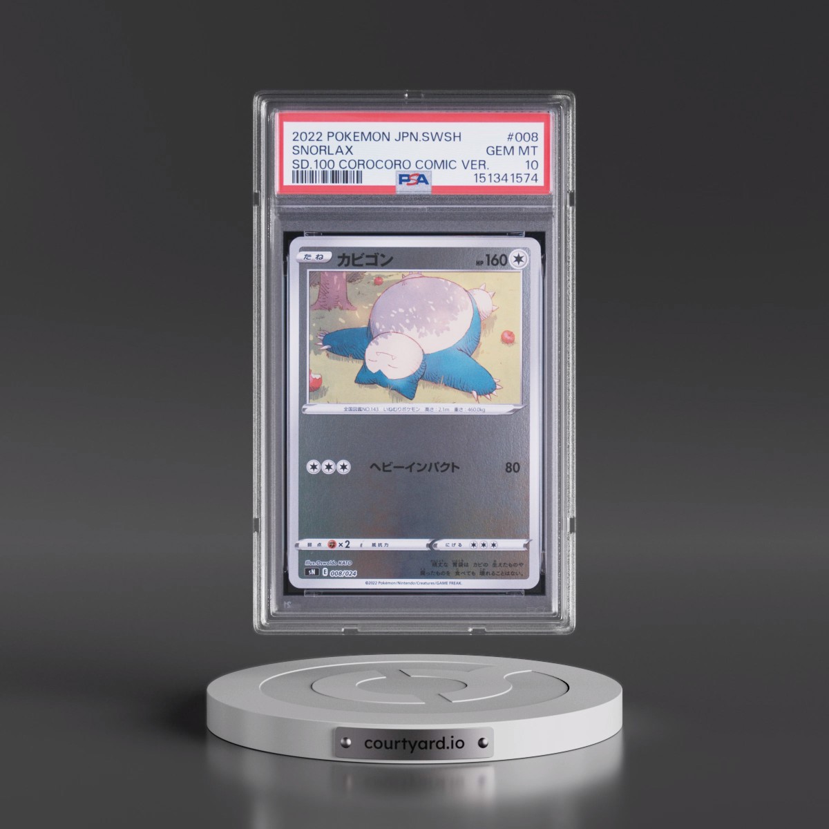 2022 Pokémon Sword & Shield Start Deck 100 Corocoro Comic Version #008 Snorlax (PSA 10 GEM MINT)