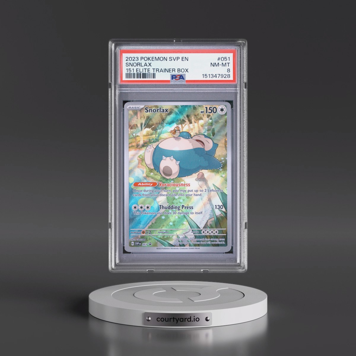 2023 Pokémon Svp EN-SV Black Star Promo #051 Snorlax - 151 Elite Trainer Box (PSA 8 NM-MT)