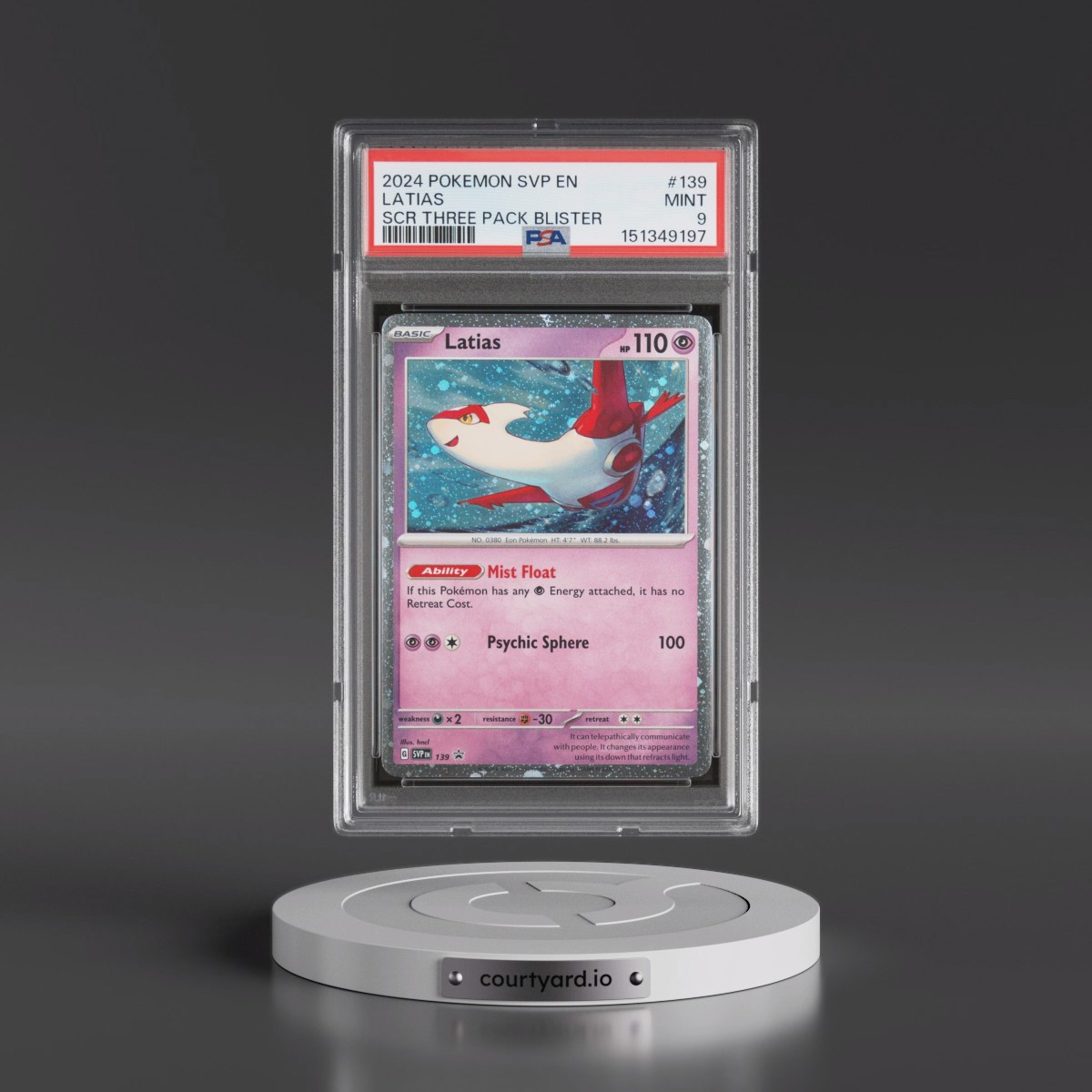 2024 Pokémon Svp EN-SV Black Star Promo #139 Latias - Stellar Crown Three Pack Blister (PSA 9 MINT)