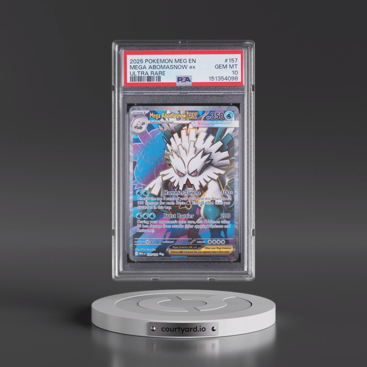 2025 Pokémon Meg EN-Mega Evolution #157 Mega Abomasnow EX - Holo Ultra Rare (PSA 10 GEM MINT)