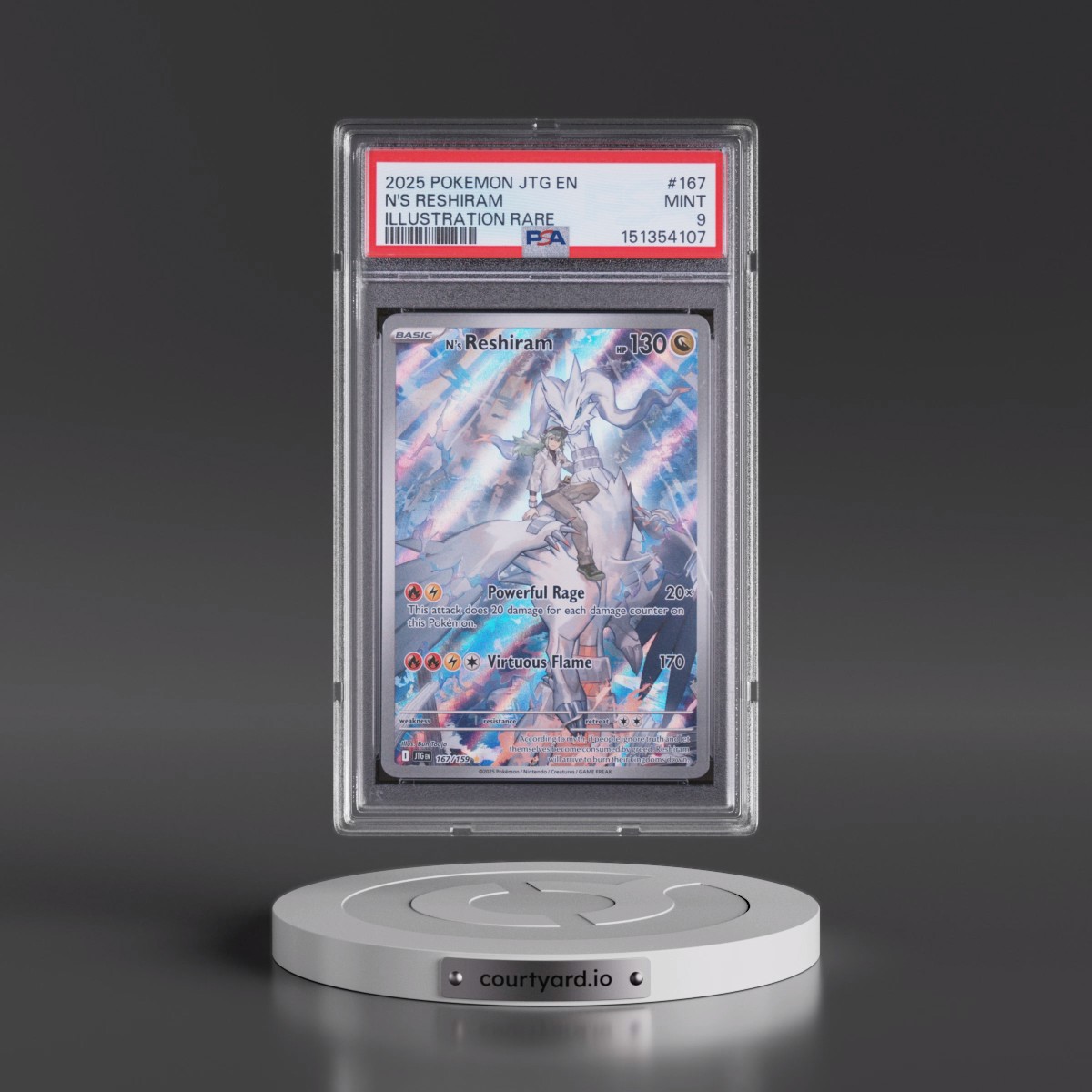 2025 Pokémon Jtg EN-Journey Together #167 N's Reshiram - Illustration Rare (PSA 9 MINT)