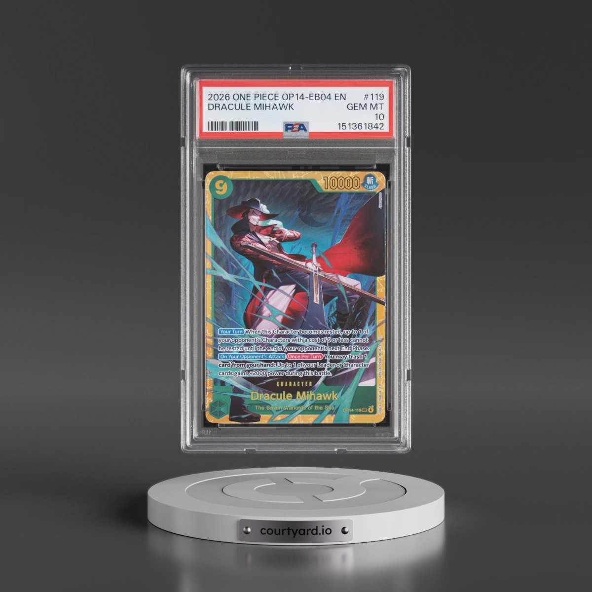 2026 One Piece OP14-EB04-the Azure Sea's Seven #119 Dracule Mihawk (PSA 10 GEM MINT)