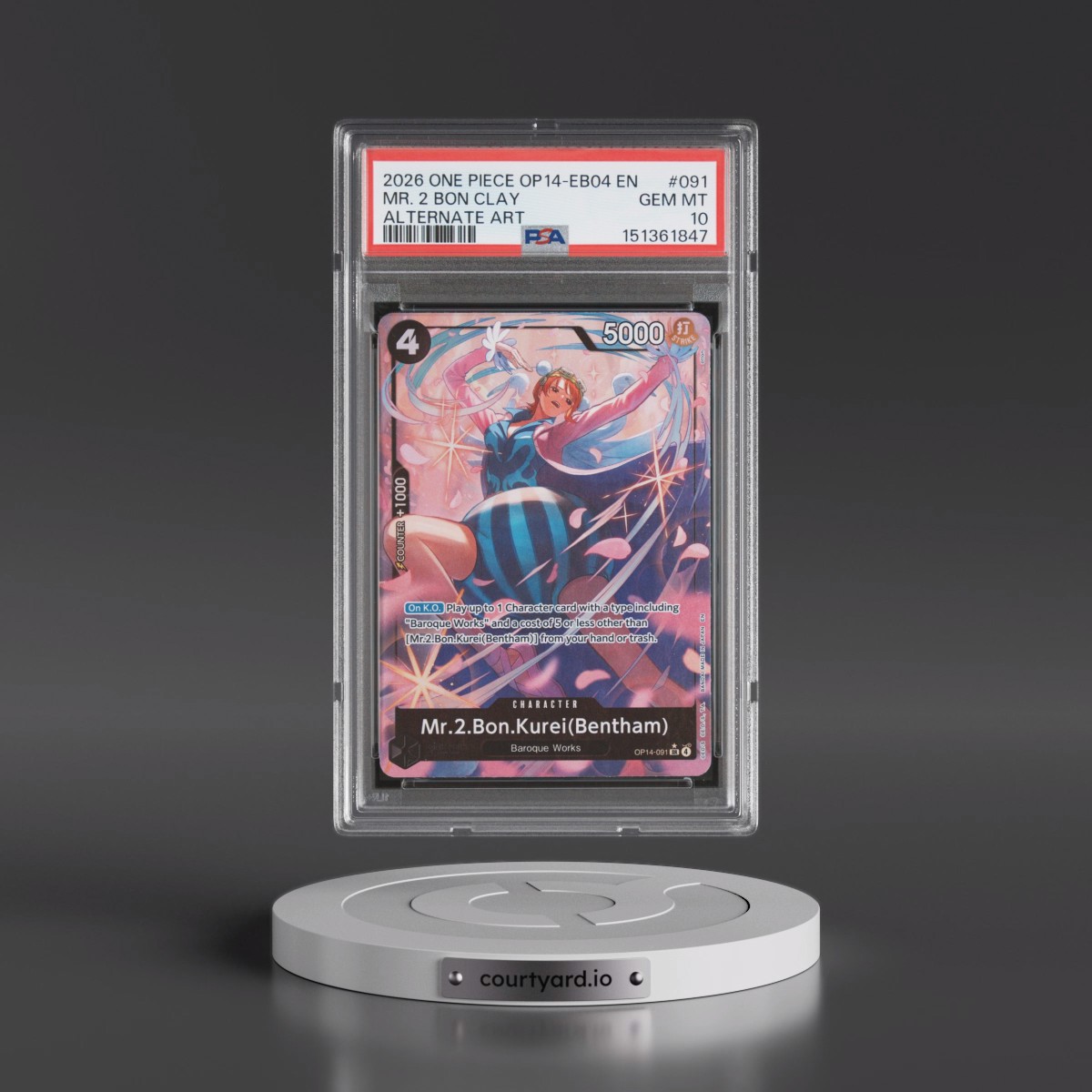 2026 One Piece OP14-EB04-the Azure Sea's Seven #091 Mr. 2 Bon Clay - Alternate Art (PSA 10 GEM MINT)