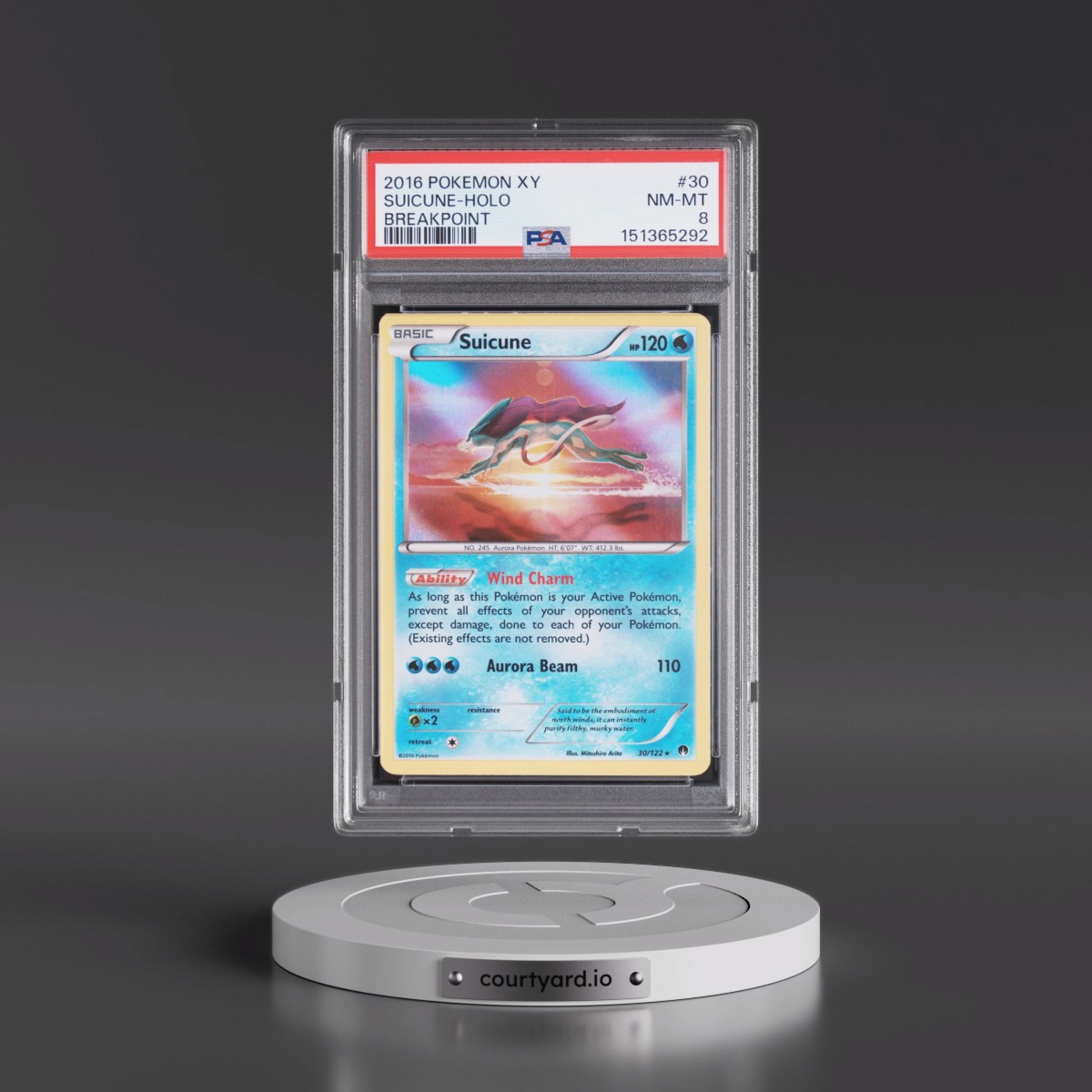 2016 Pokémon XY Breakpoint #30 Suicune - Holo (PSA 8 NM-MT)