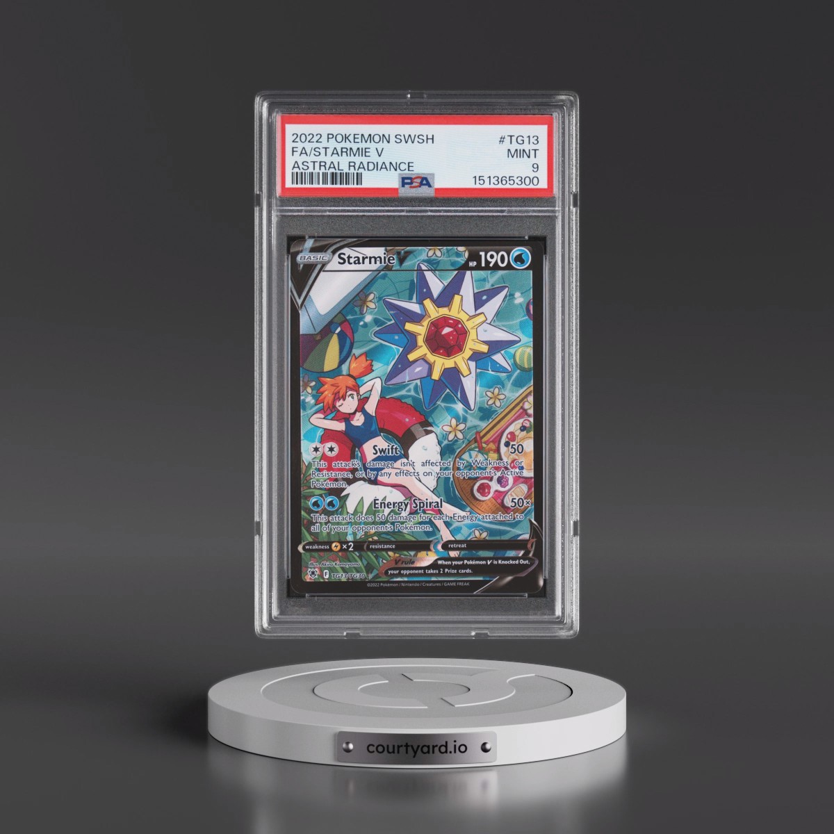 2022 Pokémon Sword & Shield Astral Radiance #TG13 Starmie V - Holo Full Art (PSA 9 MINT)