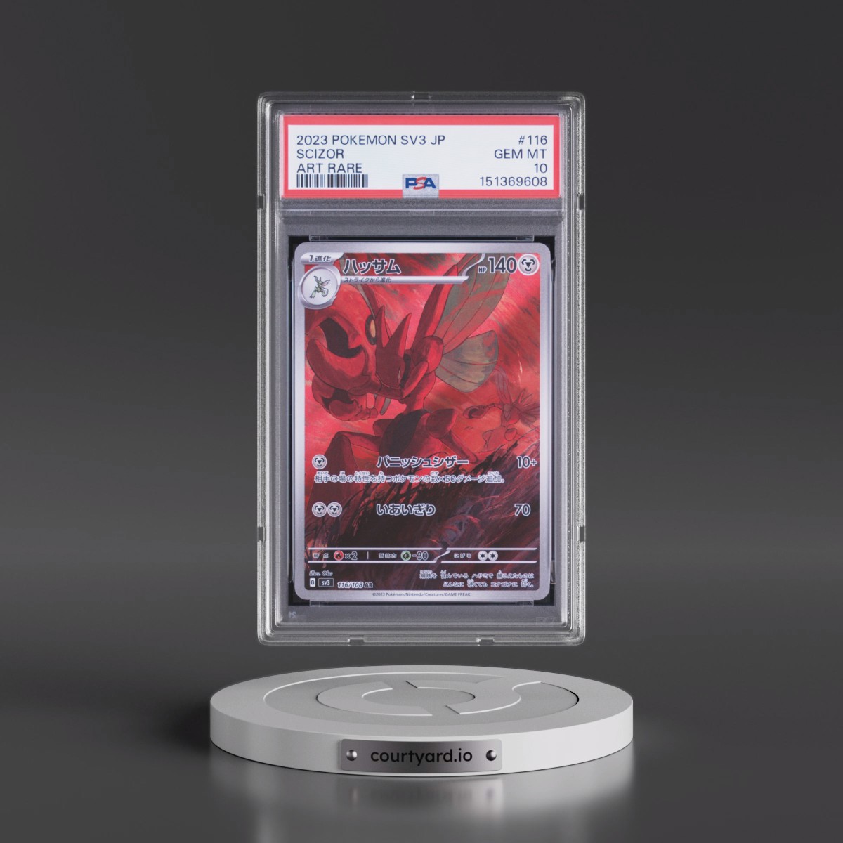 2023 Pokémon SV3-Ruler of the Black Flame #116 Scizor - Art Rare (PSA 10 GEM MINT)