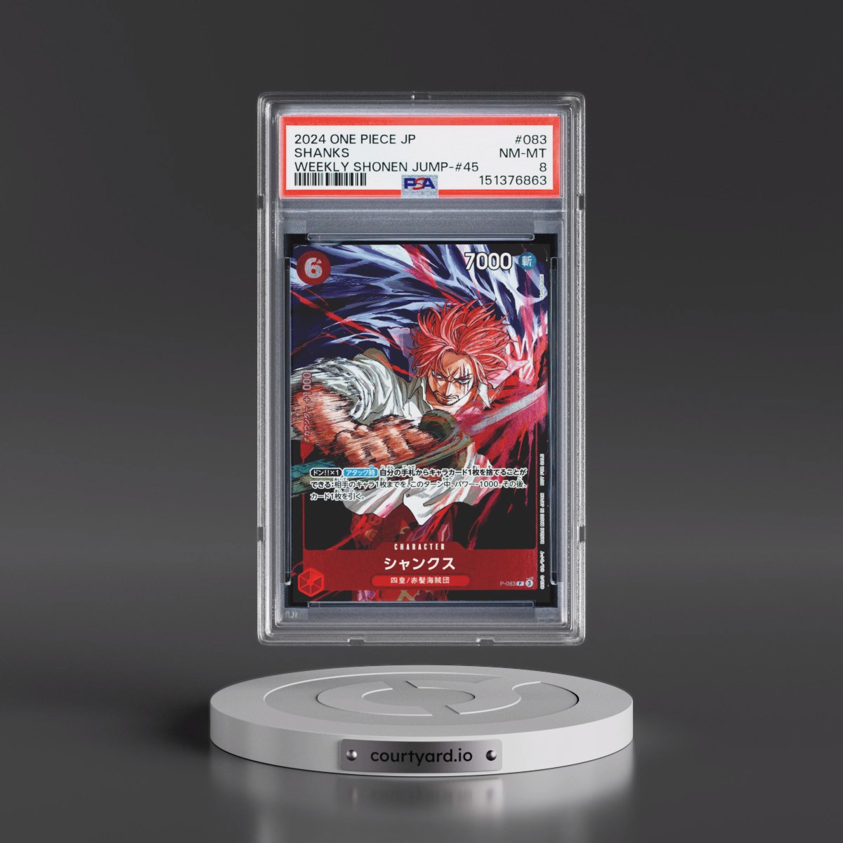 2024 One Piece Japanese Promos #083 Shanks - Weekly Shonen Jump-Issue 45 (PSA 8 NM-MT)