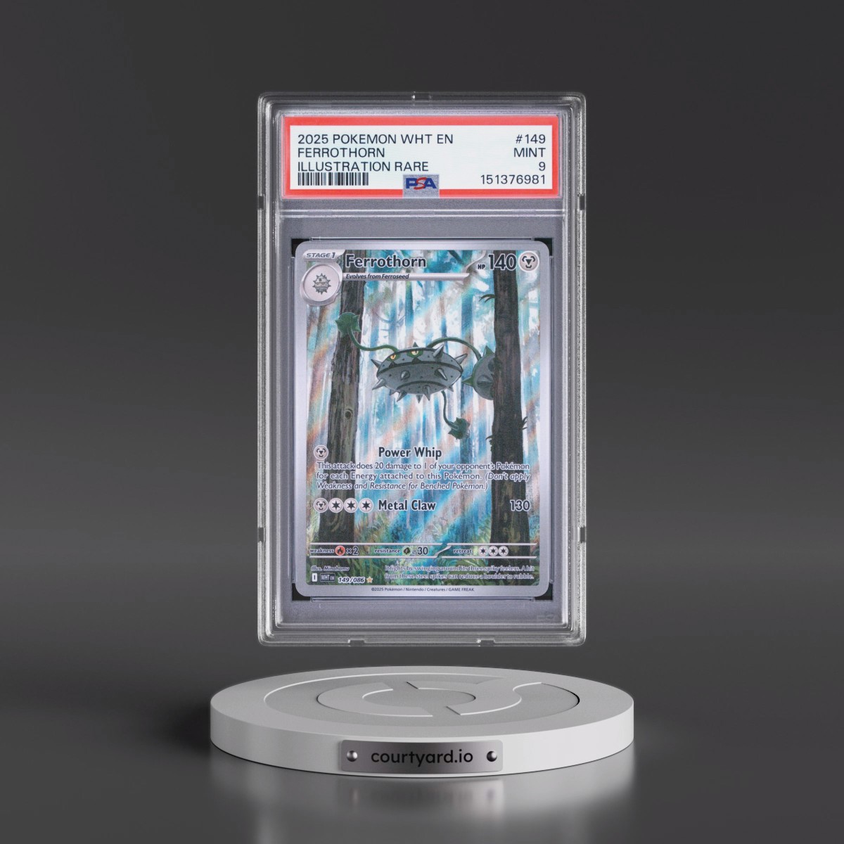 2025 Pokémon Wht EN-White Flare #149 Ferrothorn - Illustration Rare (PSA 9 MINT)