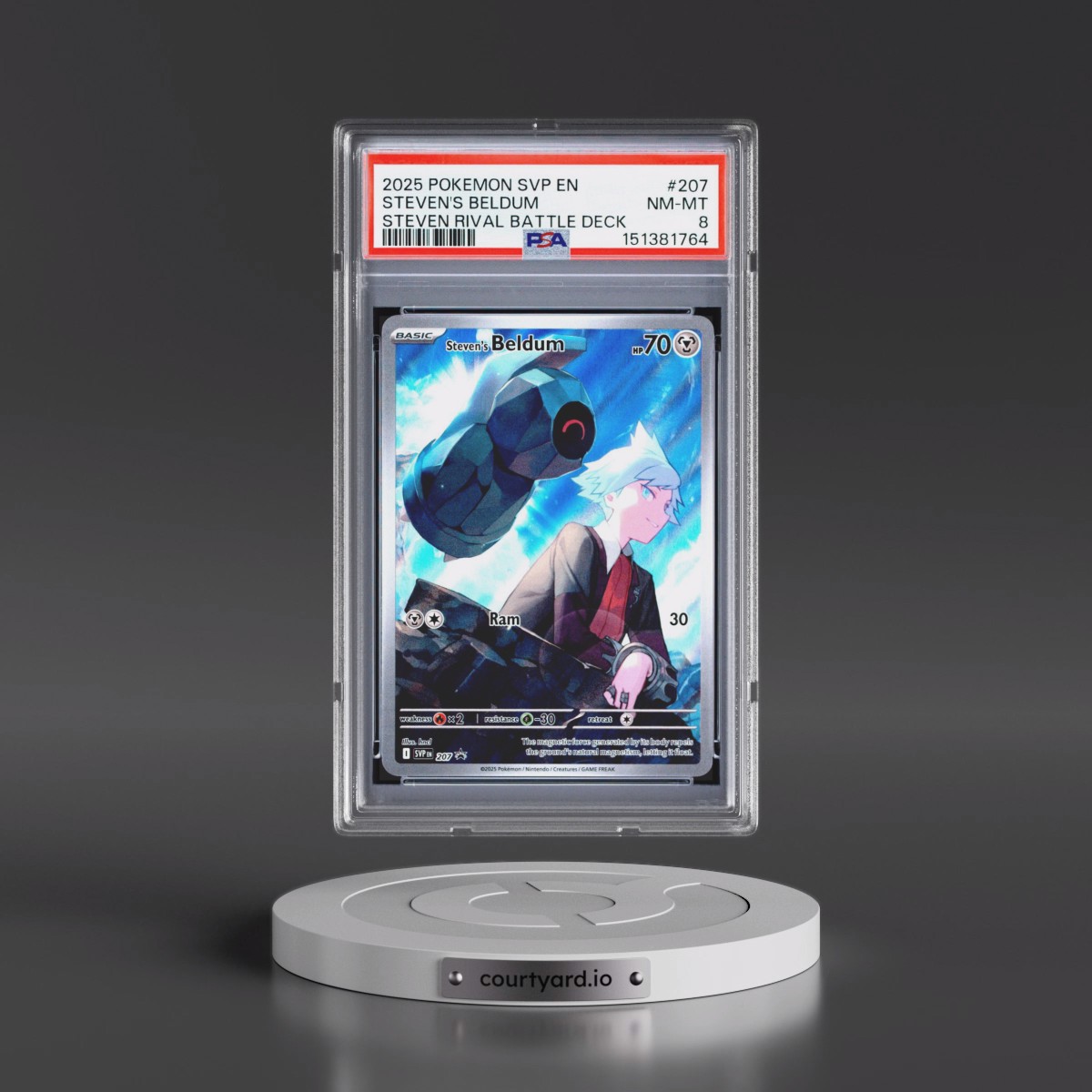 2025 Pokémon Svp EN-SV Black Star Promo #207 Steven's Beldum - Steven Rival Battle Deck (PSA 8 NM-MT)