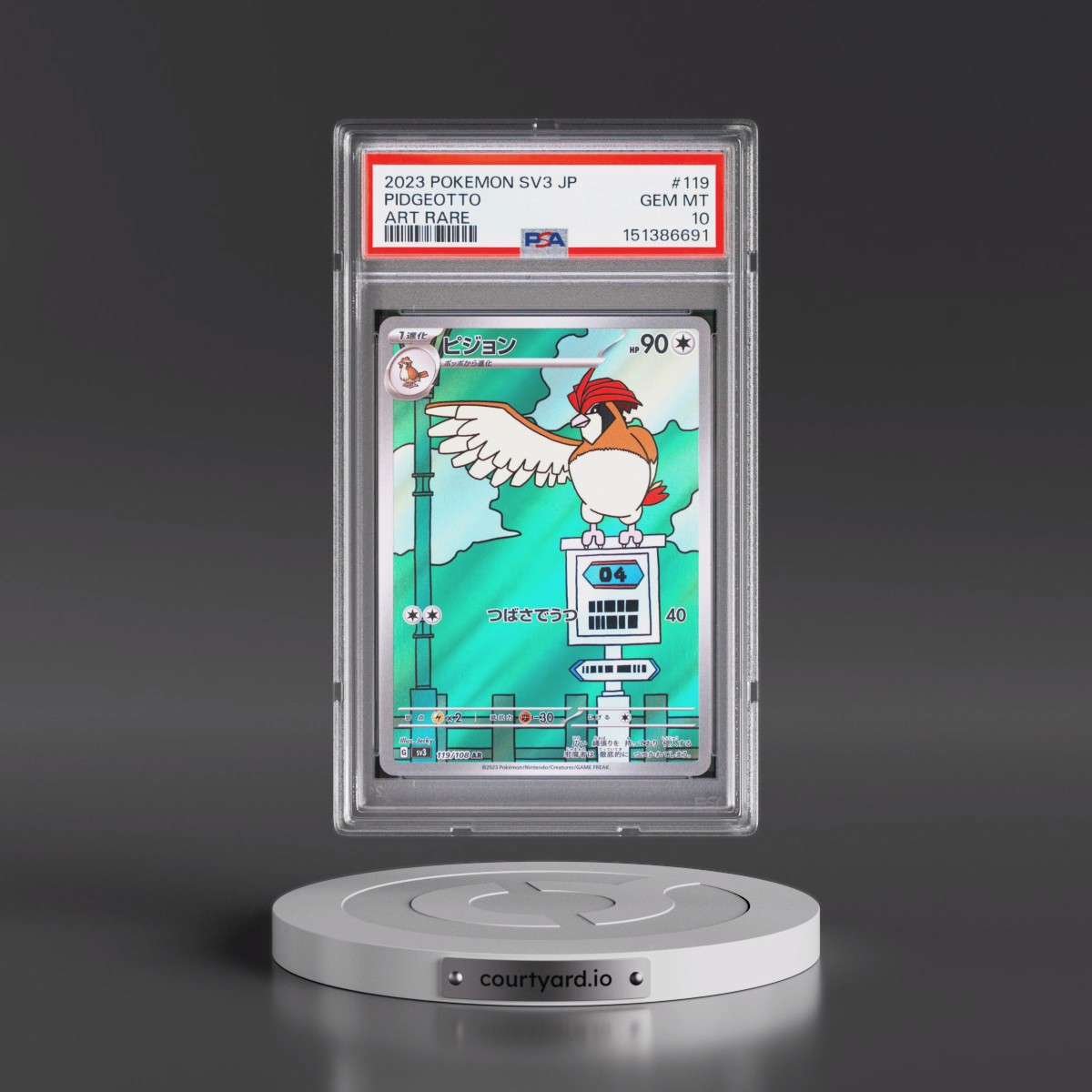 2023 Pokémon SV3-Ruler of the Black Flame #119 Pidgeotto - Art Rare (PSA 10 GEM MINT)