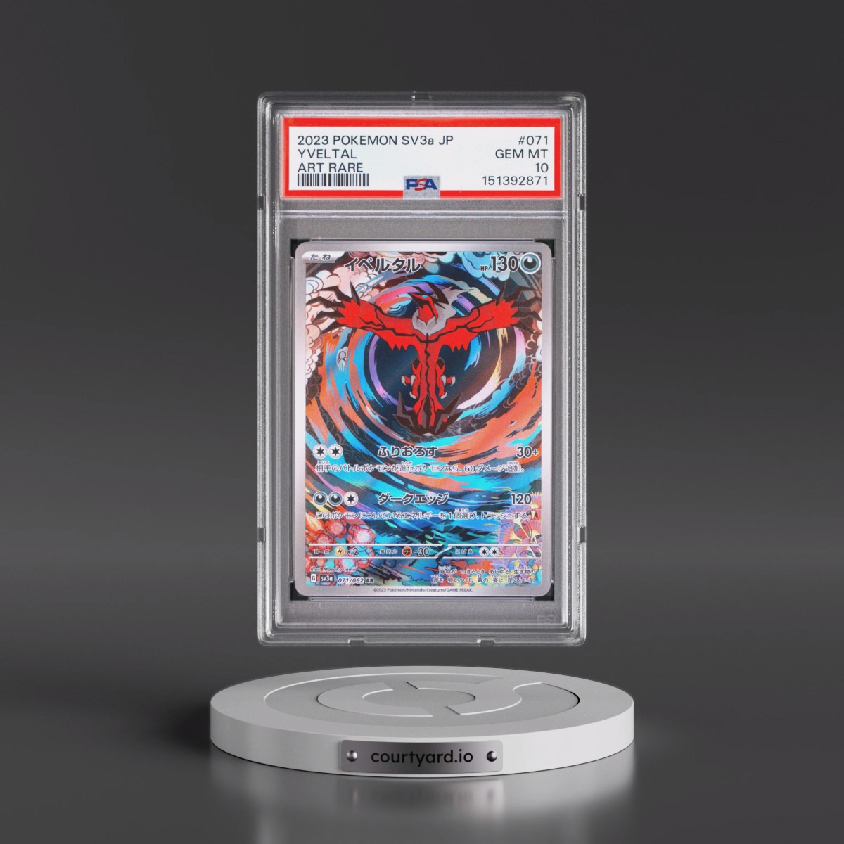 2023 Pokémon Sv3a-Raging Surf #071 Yveltal - Art Rare (PSA 10 GEM MINT)