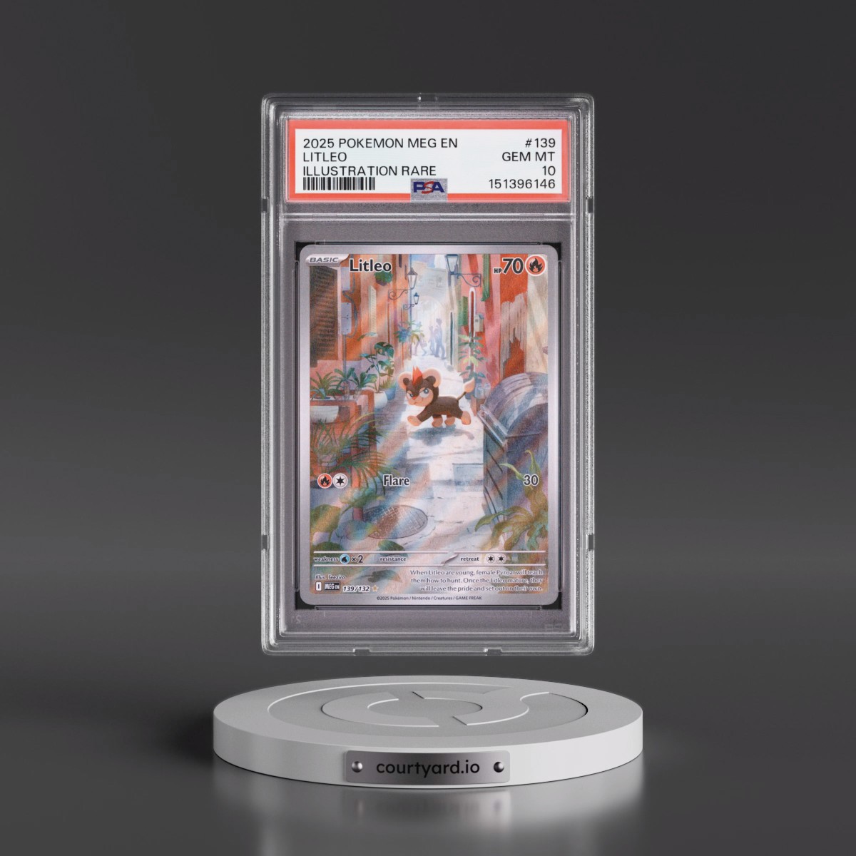 2025 Pokémon Meg EN-Mega Evolution #139 Litleo - Illustration Rare (PSA 10 GEM MINT)