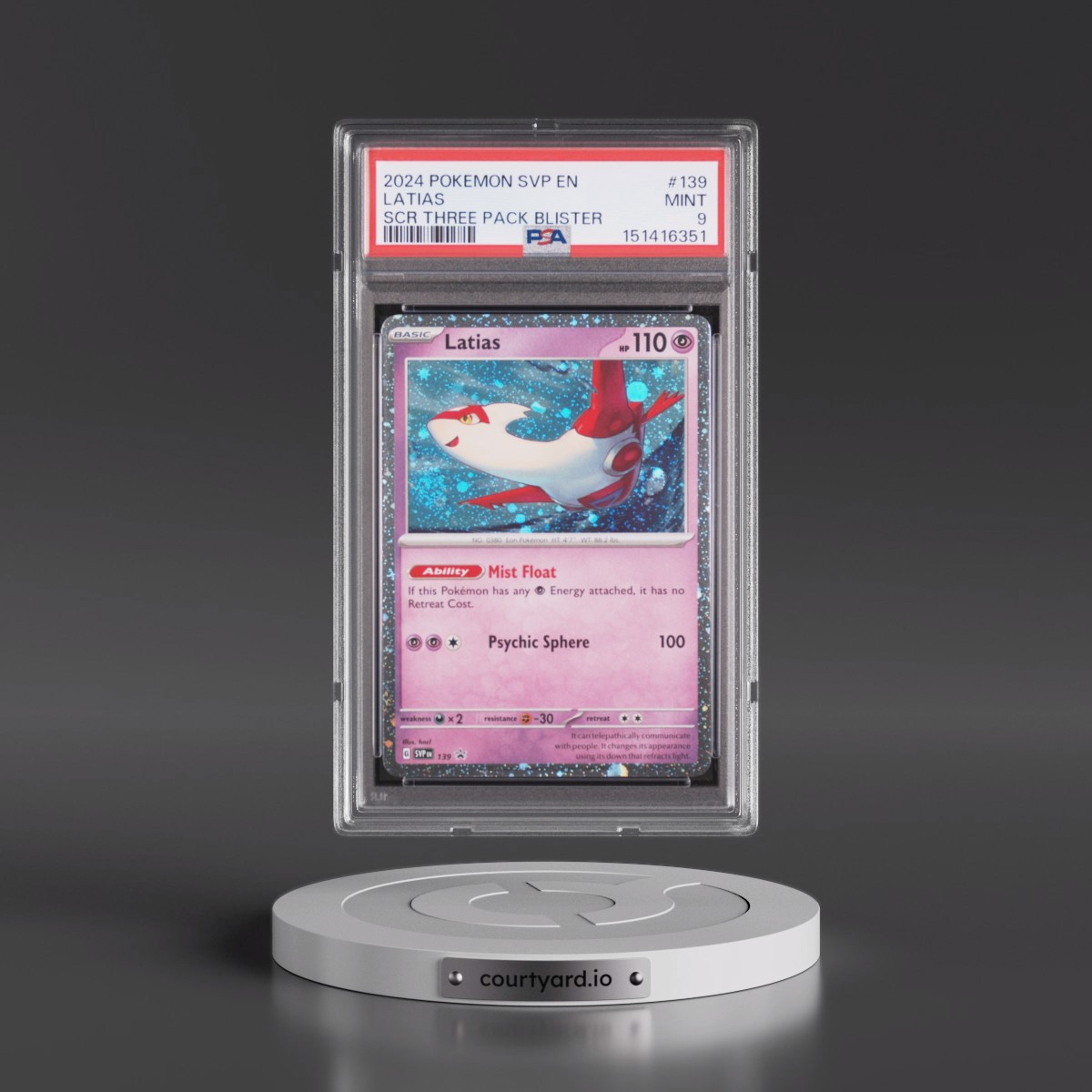 2024 Pokémon Svp EN-SV Black Star Promo #139 Latias - Stellar Crown Three Pack Blister (PSA 9 MINT)