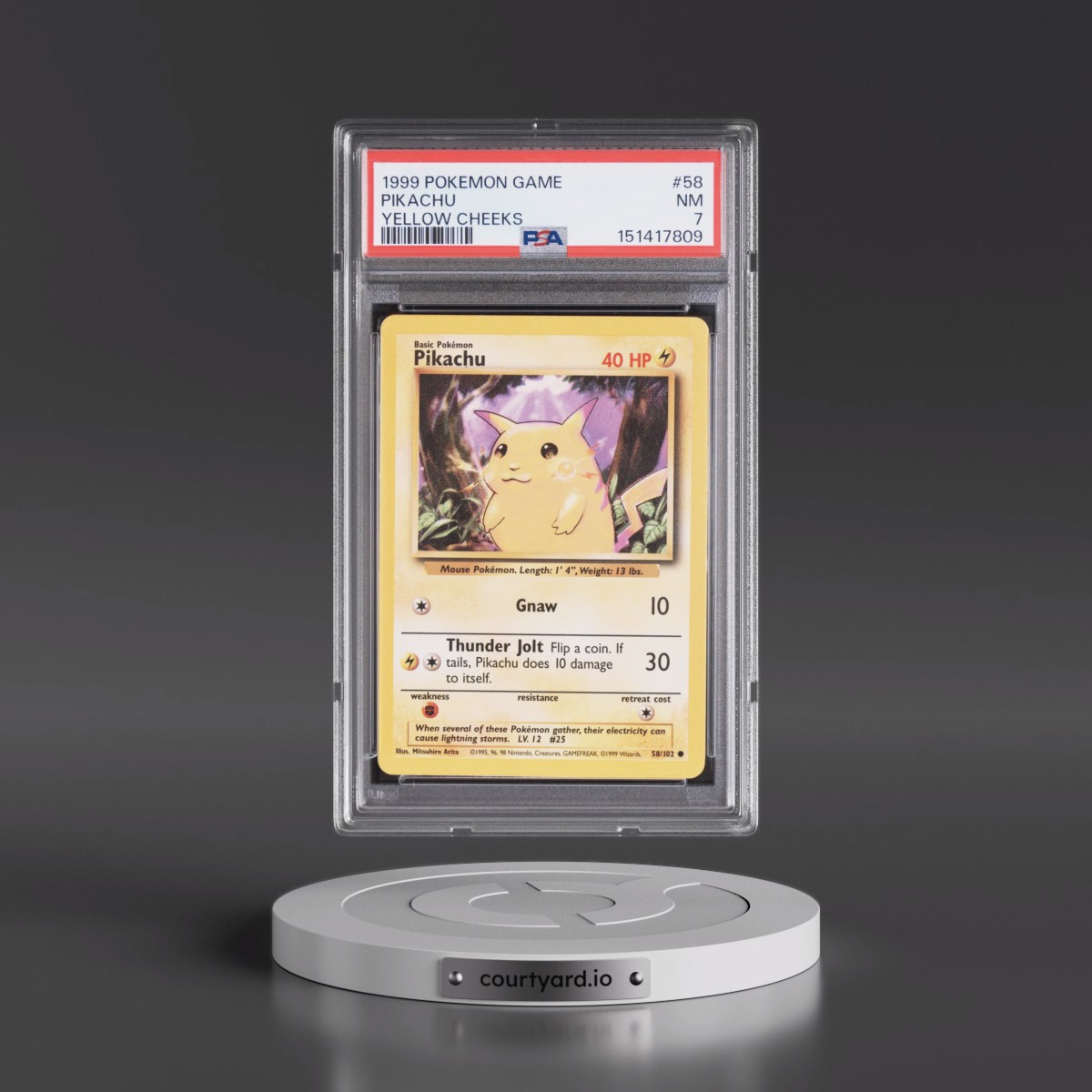 1999 Pokémon Game #58 Pikachu - Yellow Cheeks (PSA 7 NM)