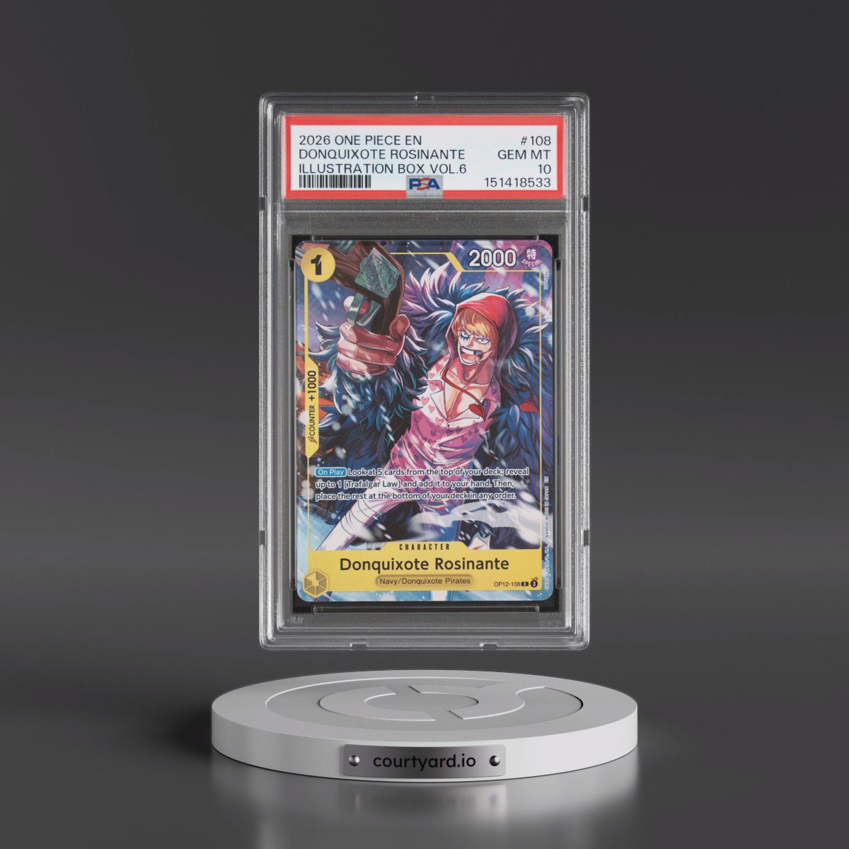 2026 One Piece Promos #108 Donquixote Rosinante - Illustration Box Vol.6 (PSA 10 GEM MINT)