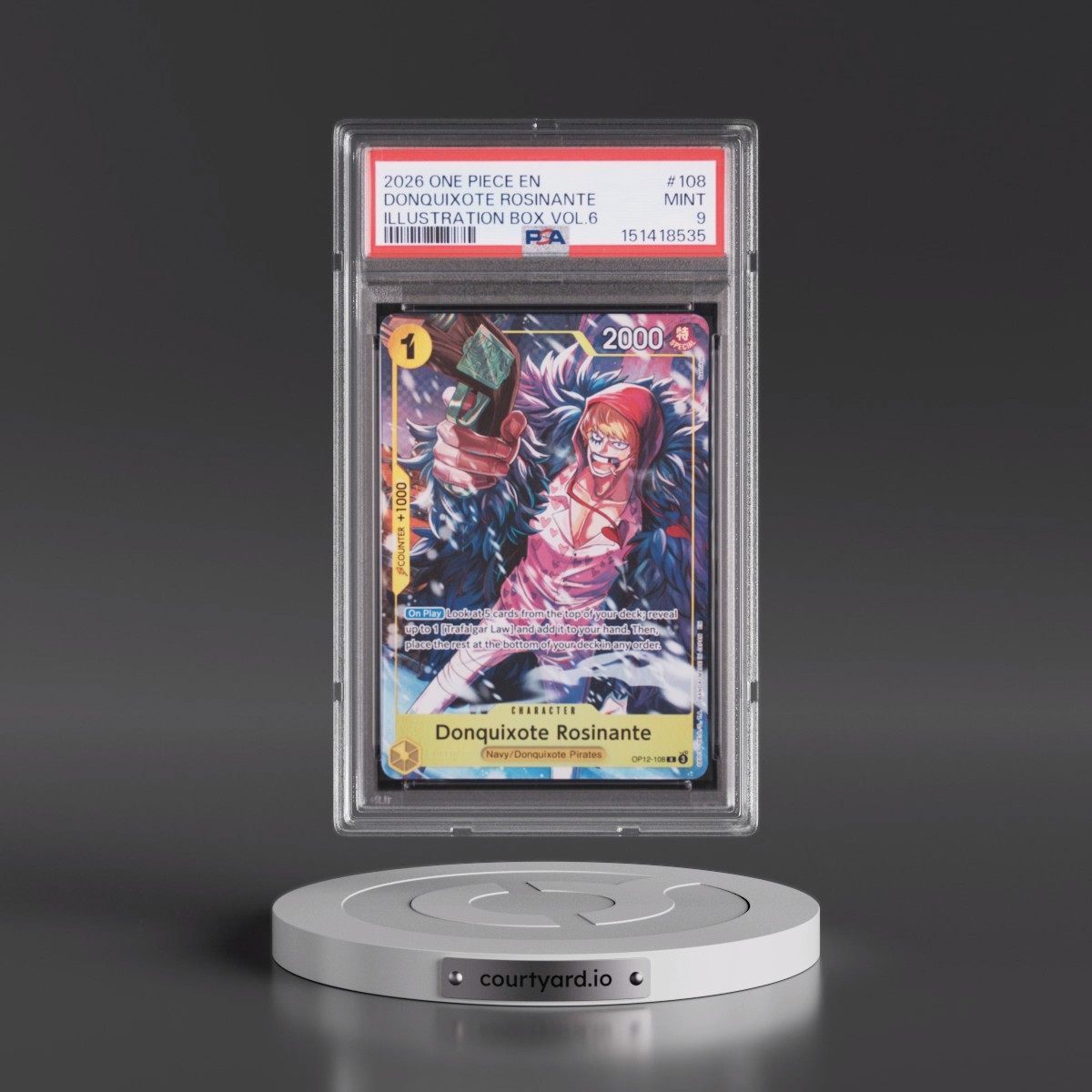 2026 One Piece Promos #108 Donquixote Rosinante - Illustration Box Vol.6 (PSA 9 MINT)