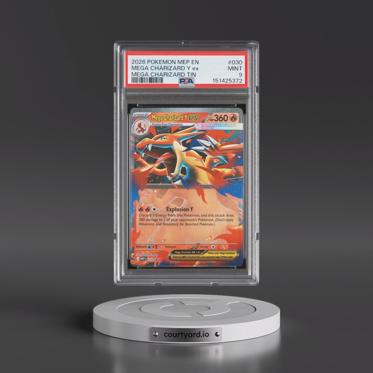 2026 Pokémon Mep EN-Me Black Star Promo #030 Mega Charizard Y EX - Holo Mega Charizard Tin (PSA 9 MINT)