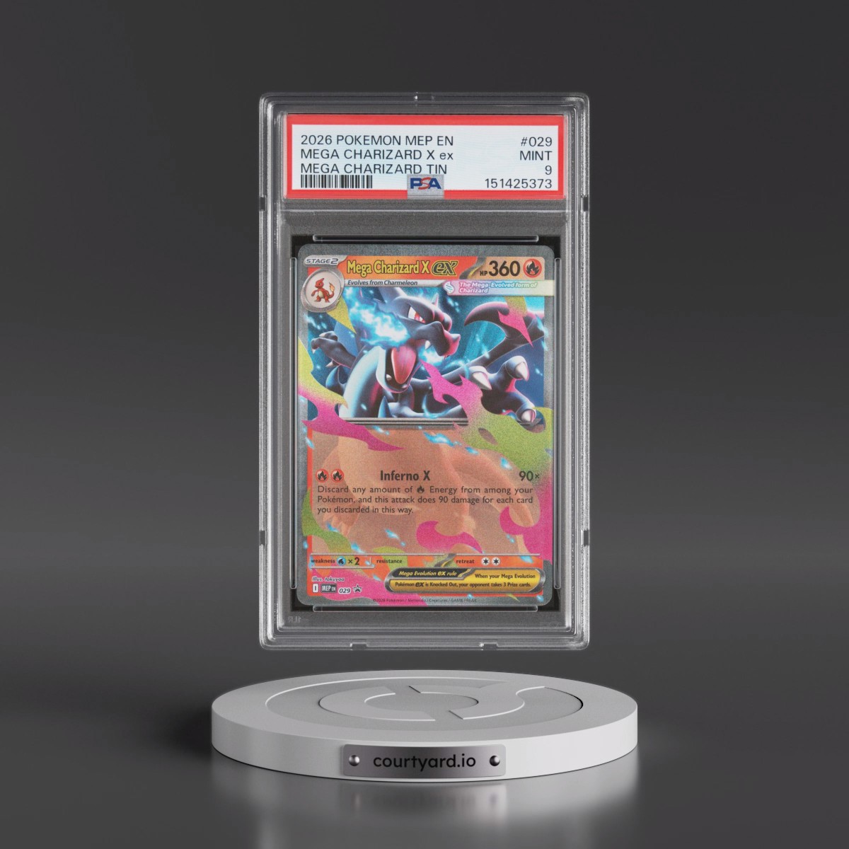 2026 Pokémon Mep EN-Me Black Star Promo #029 Mega Charizard X EX - Holo Mega Charizard Tin (PSA 9 MINT)