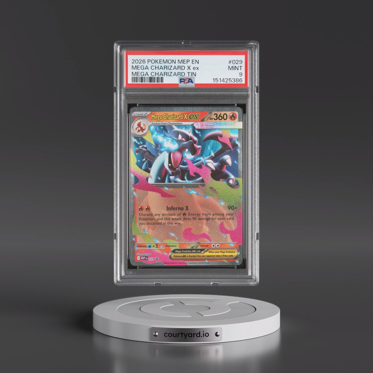 2026 Pokémon Mep EN-Me Black Star Promo #029 Mega Charizard X EX - Holo Mega Charizard Tin (PSA 9 MINT)