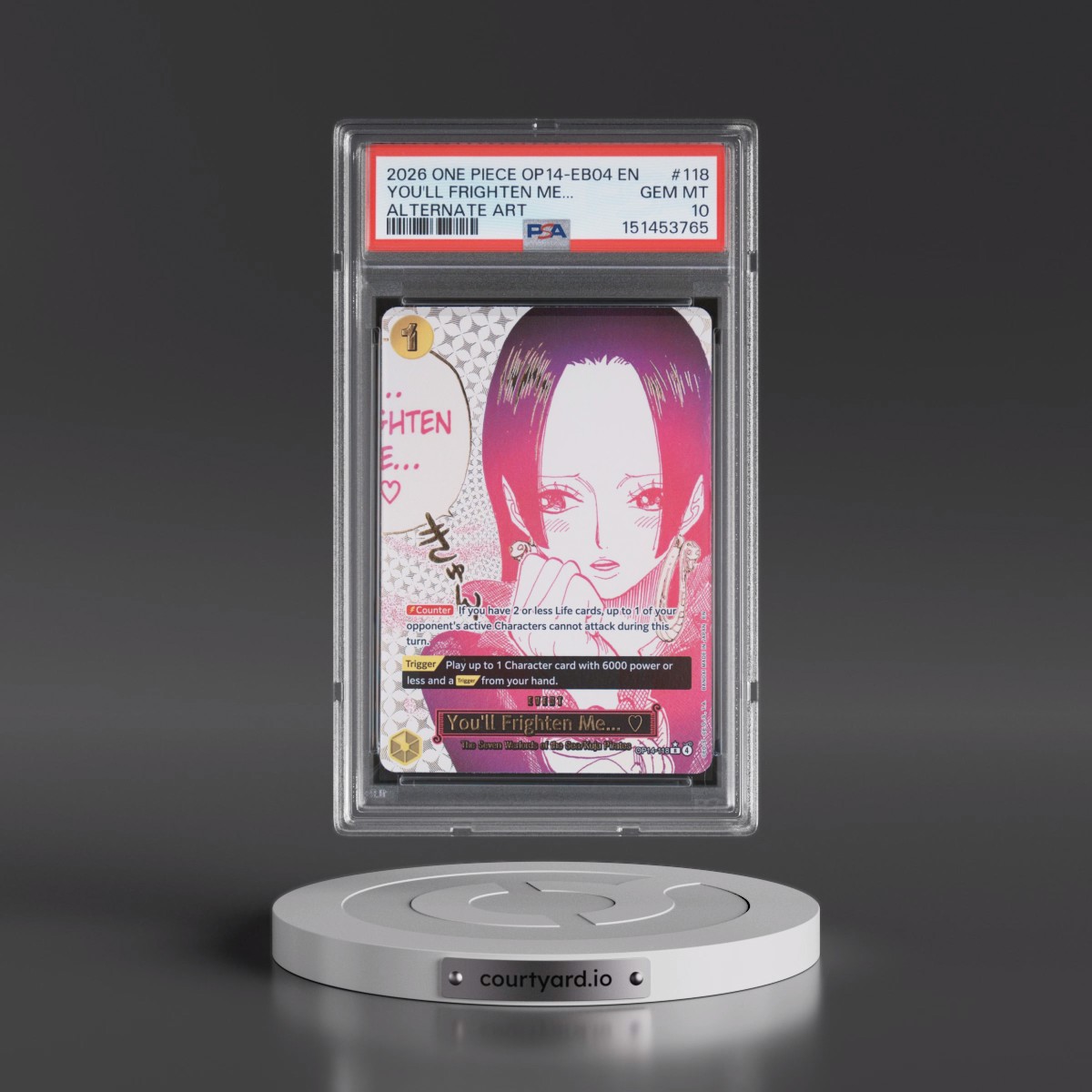 2026 One Piece OP14-EB04-the Azure Sea's Seven #118 You'll Frighten Me... - Alternate Art (PSA 10 GEM MINT) - Photo