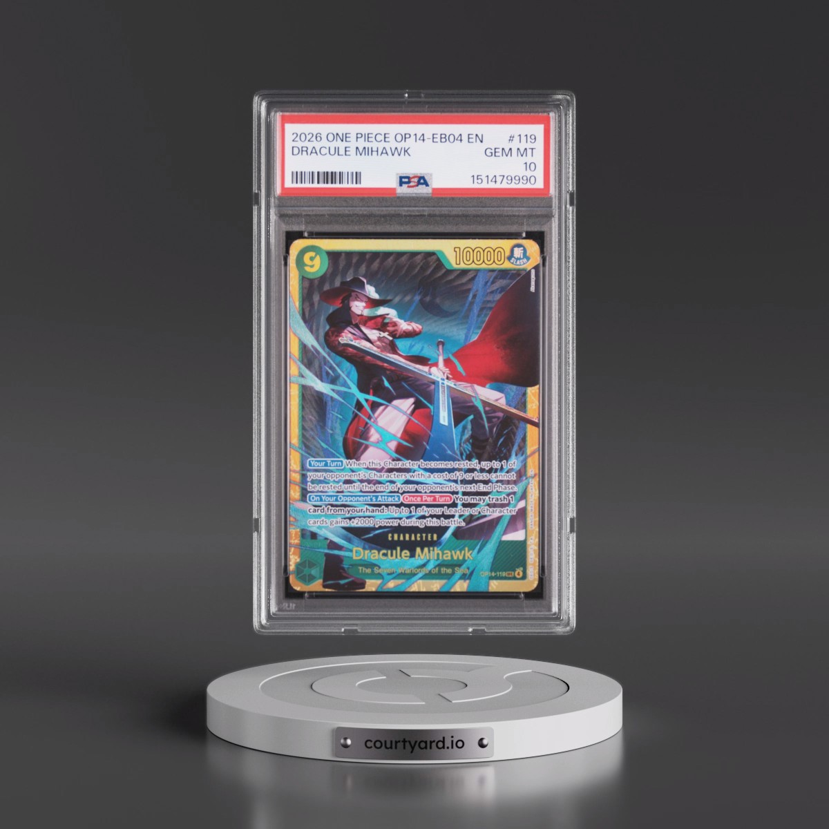 2026 One Piece OP14-EB04-the Azure Sea's Seven #119 Dracule Mihawk (PSA 10 GEM MINT)