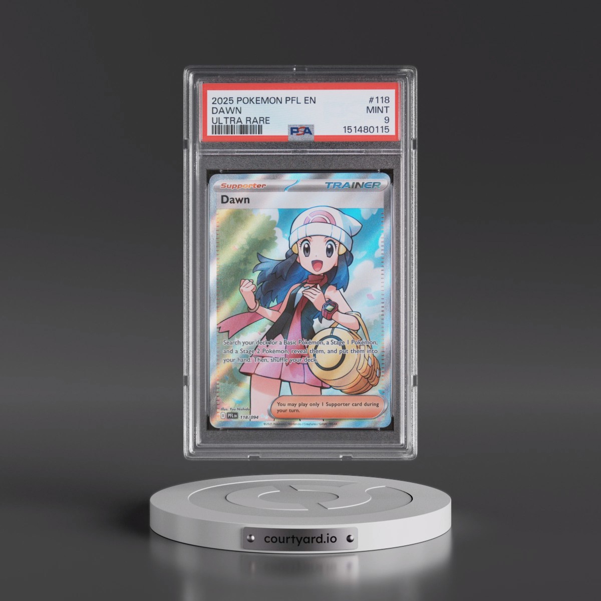 2025 Pokémon Pfl EN-Phantasmal Flames #118 Dawn - Ultra Rare (PSA 9 MINT)