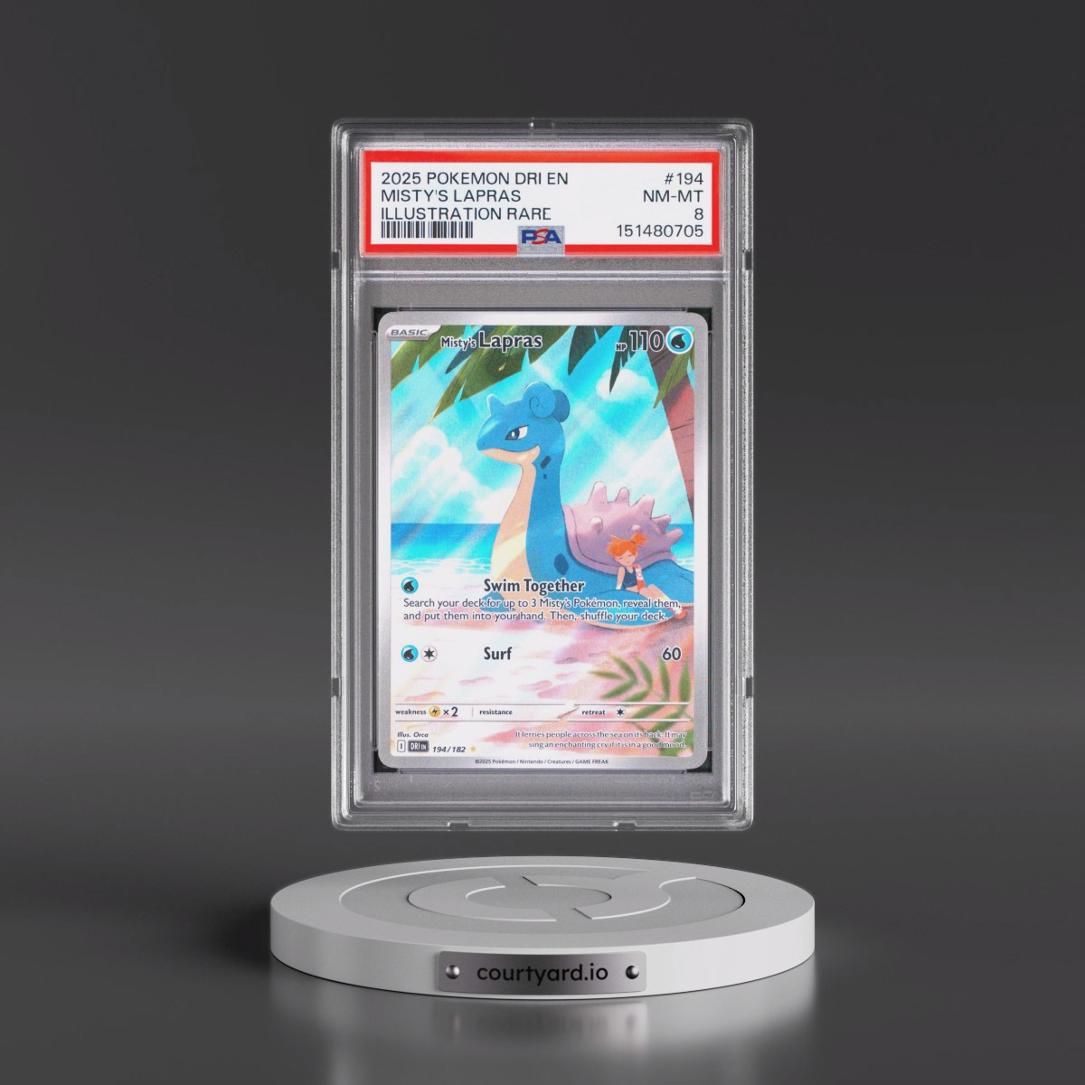 2025 Pokémon Dri EN-Destined Rivals #194 Misty's Lapras - Illustration Rare (PSA 8 NM-MT)