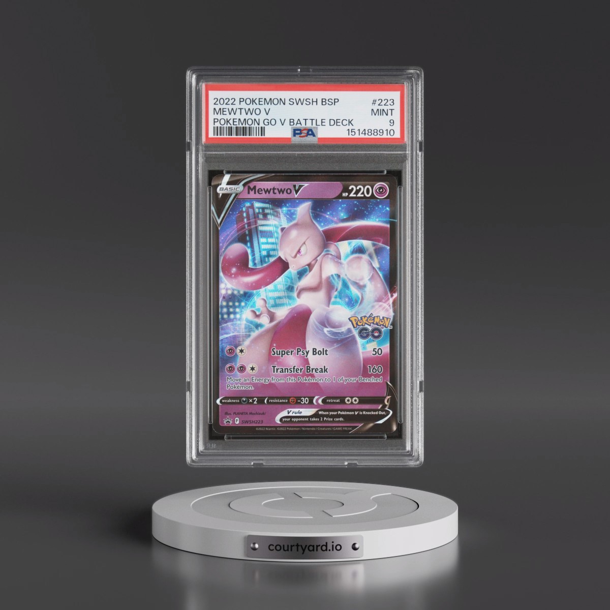 2022 Pokémon Swsh Black Star Promo #223 Mewtwo V - Holo Pokemon Go V Battle Deck (PSA 9 MINT)