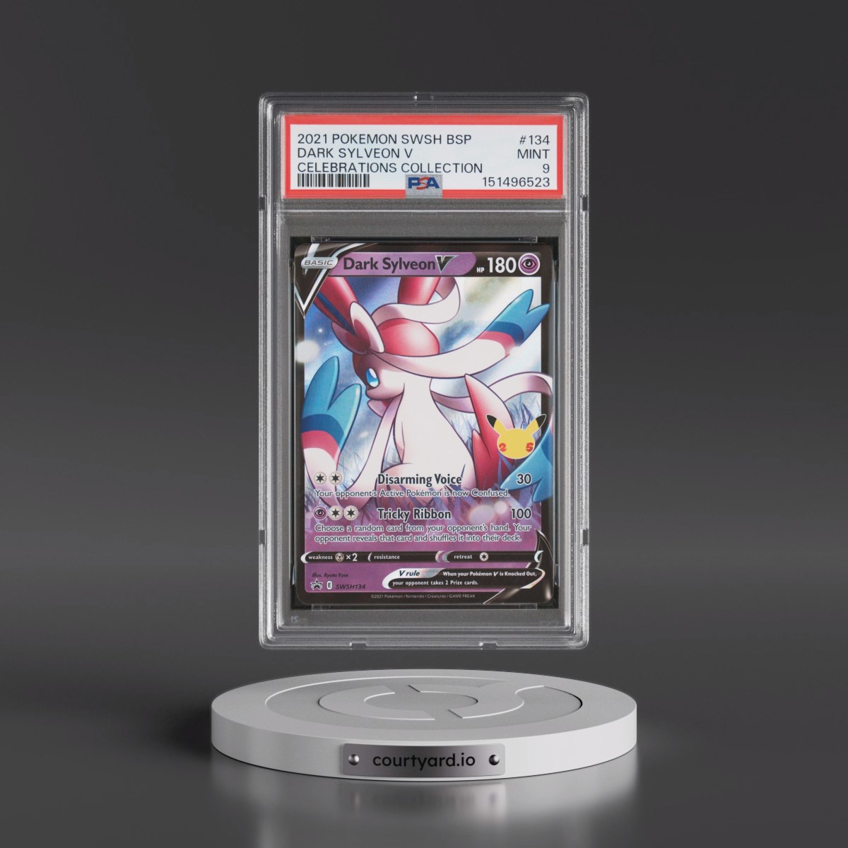 2021 Pokémon Swsh Black Star Promo #134 Dark Sylveon V - Holo Celebrations Collection (PSA 9 MINT)
