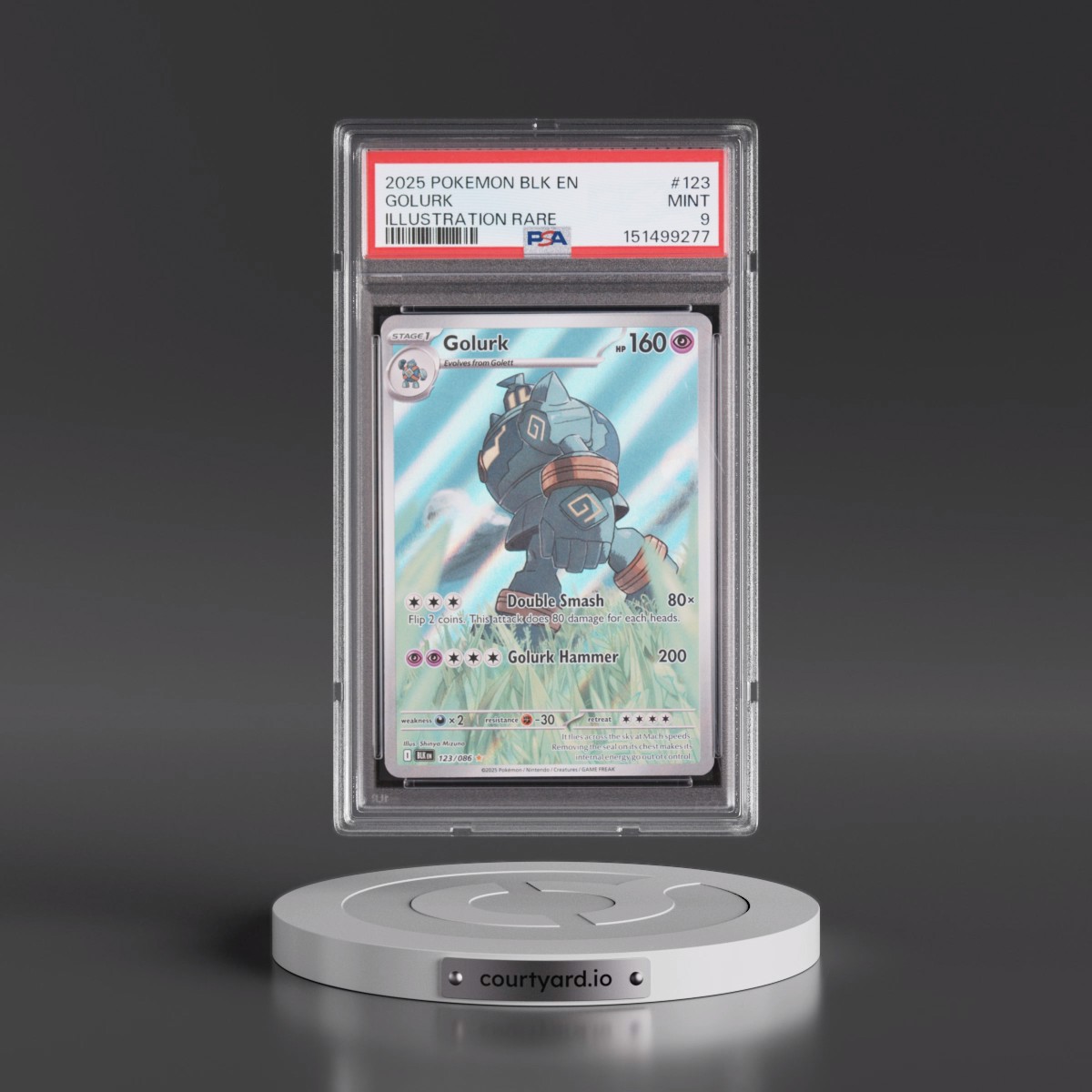 2025 Pokémon Blk EN-Black Bolt #123 Golurk - Illustration Rare (PSA 9 MINT)