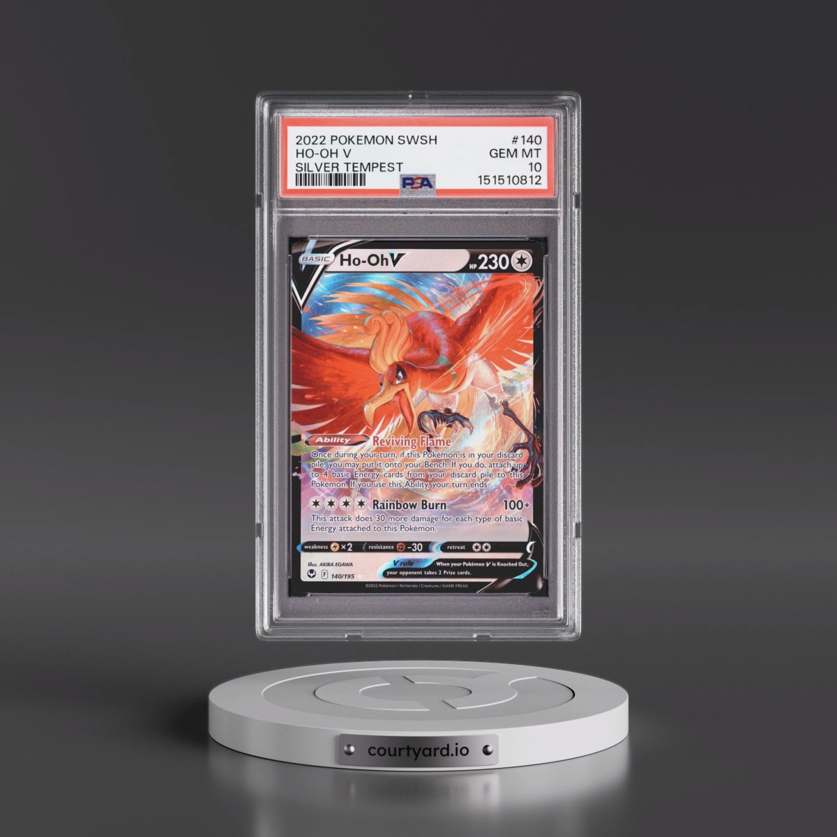 2022 Pokémon Sword & Shield Silver Tempest #140 HO-Oh V - Holo (PSA 10 GEM MINT)