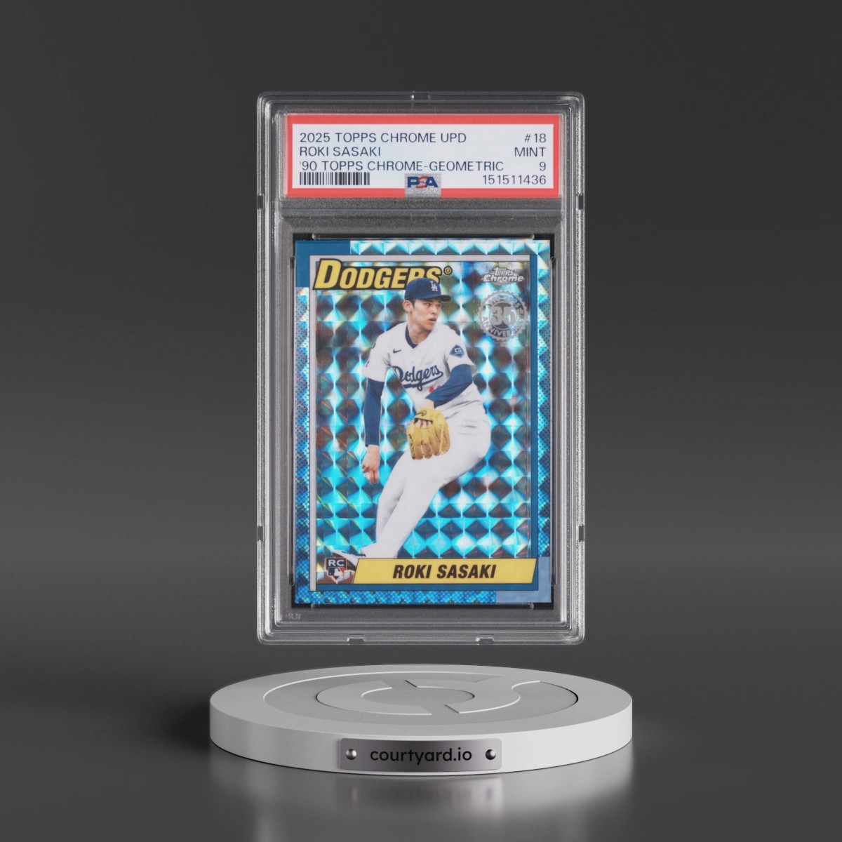 2025 Topps Chrome Update 1990 Topps Chrome #18 Roki Sasaki - Geometric (PSA 9 MINT)