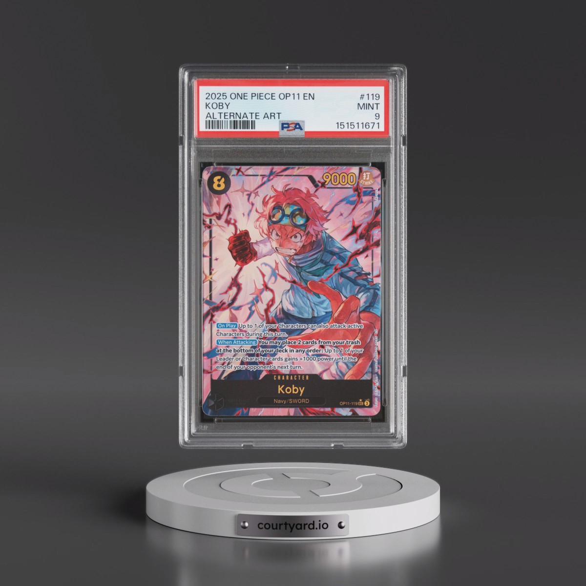 2025 One Piece OP11-A Fist of Divine Speed #119 Koby - Alternate Art (PSA 9 MINT)