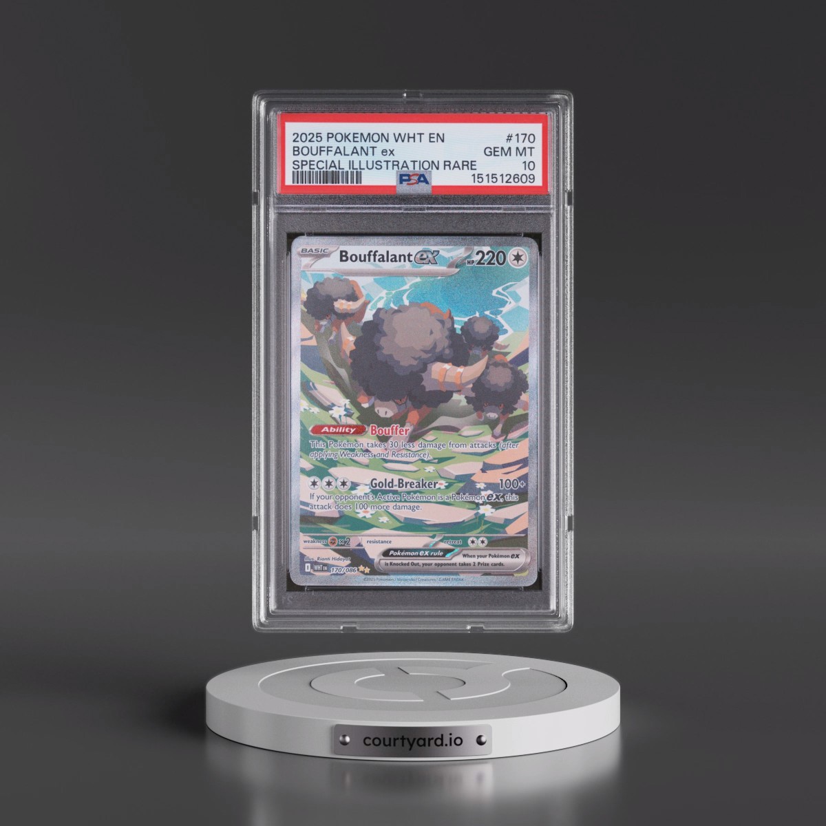 2025 Pokémon Wht EN-White Flare #170 Bouffalant EX - Holo Special Illustration Rare (PSA 10 GEM MINT)