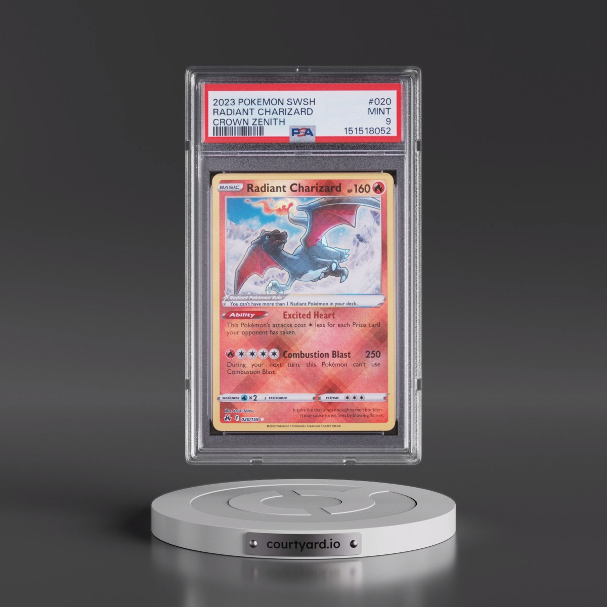 2023 Pokémon Sword and Shield Crown Zenith #020 Radiant Charizard - Holo (PSA 9 MINT)
