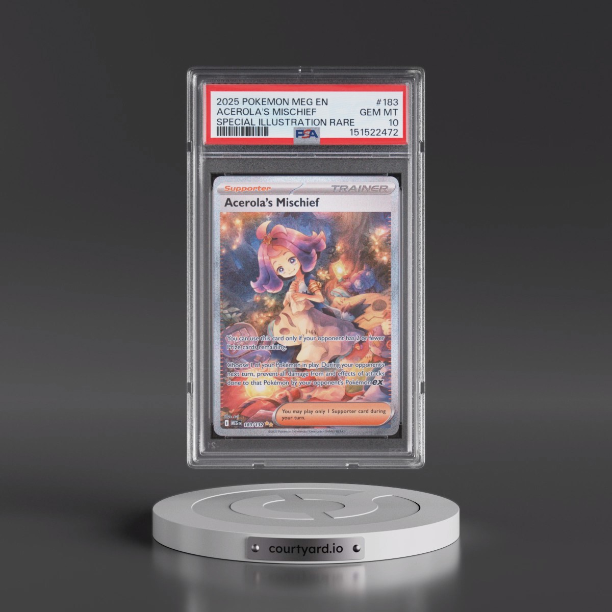 2025 Pokémon Meg EN-Mega Evolution #183 Acerola's Mischief - Special Illustration Rare (PSA 10 GEM MINT)