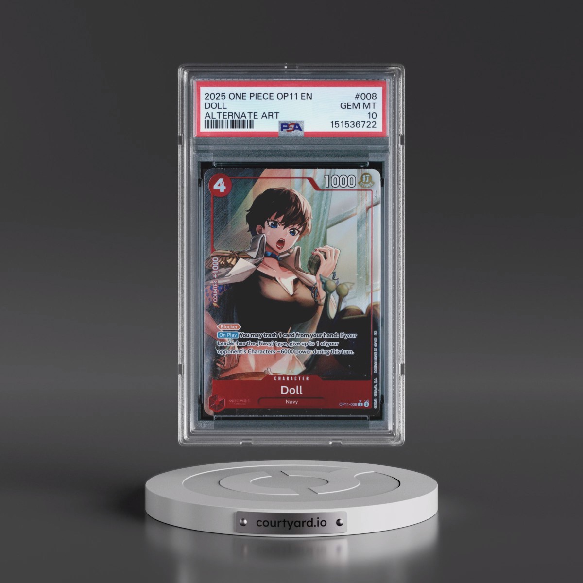 2025 One Piece OP11-A Fist of Divine Speed #008 Doll - Alternate Art (PSA 10 GEM MINT)
