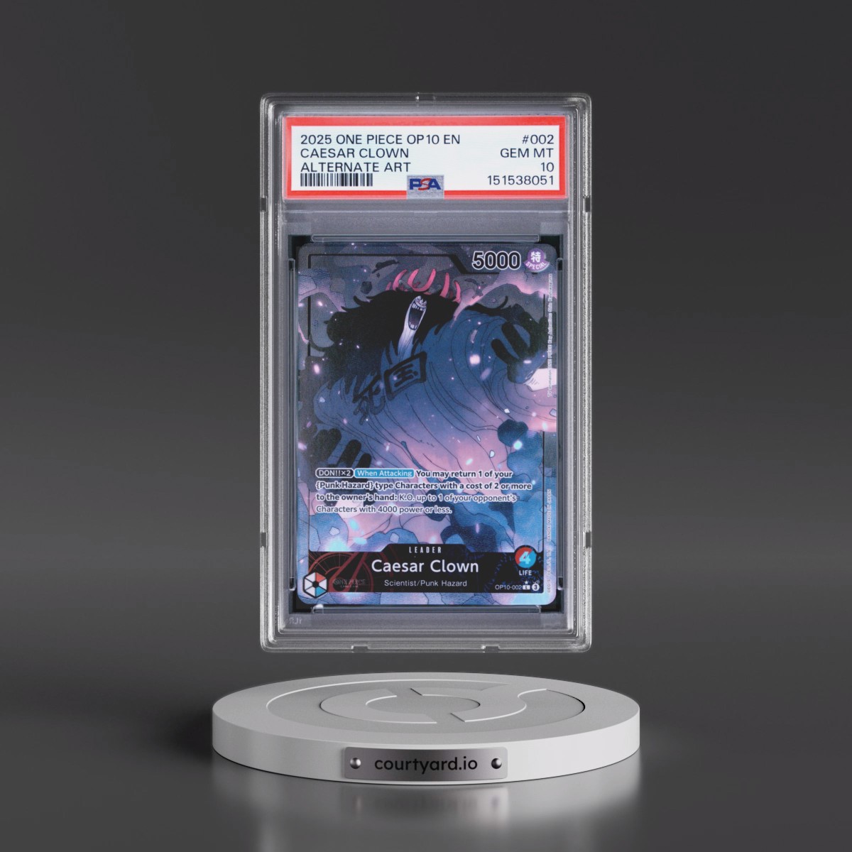2025 One Piece OP10-Royal Blood #002 Caesar Clown - Alternate Art (PSA 10 GEM MINT)