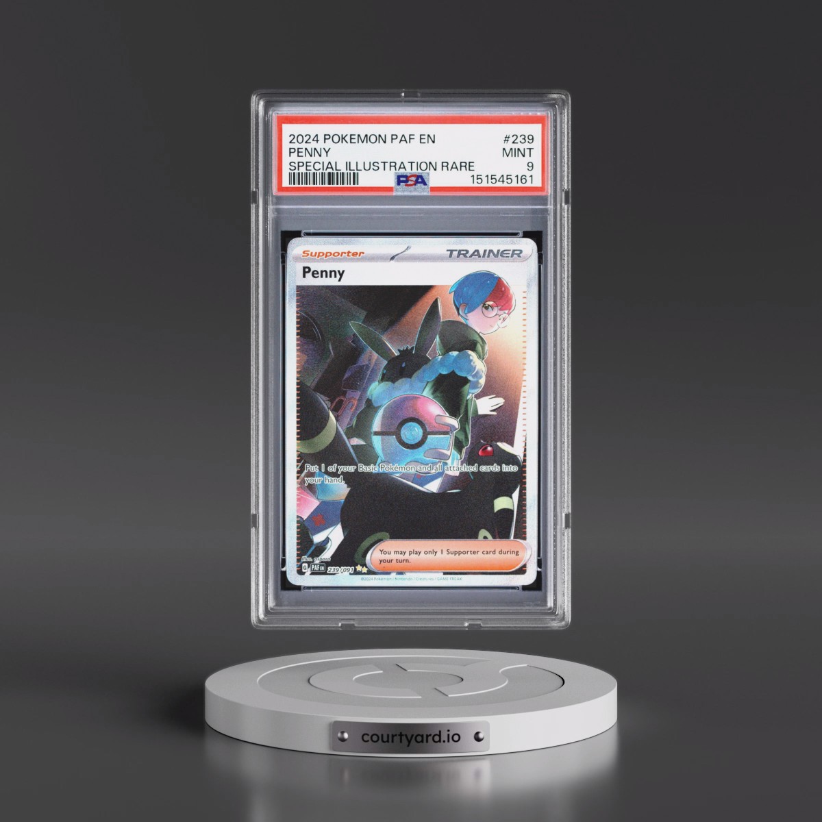 2024 Pokémon Paf EN-Paldean Fates #239 Penny - Special Illustration Rare (PSA 9 MINT)