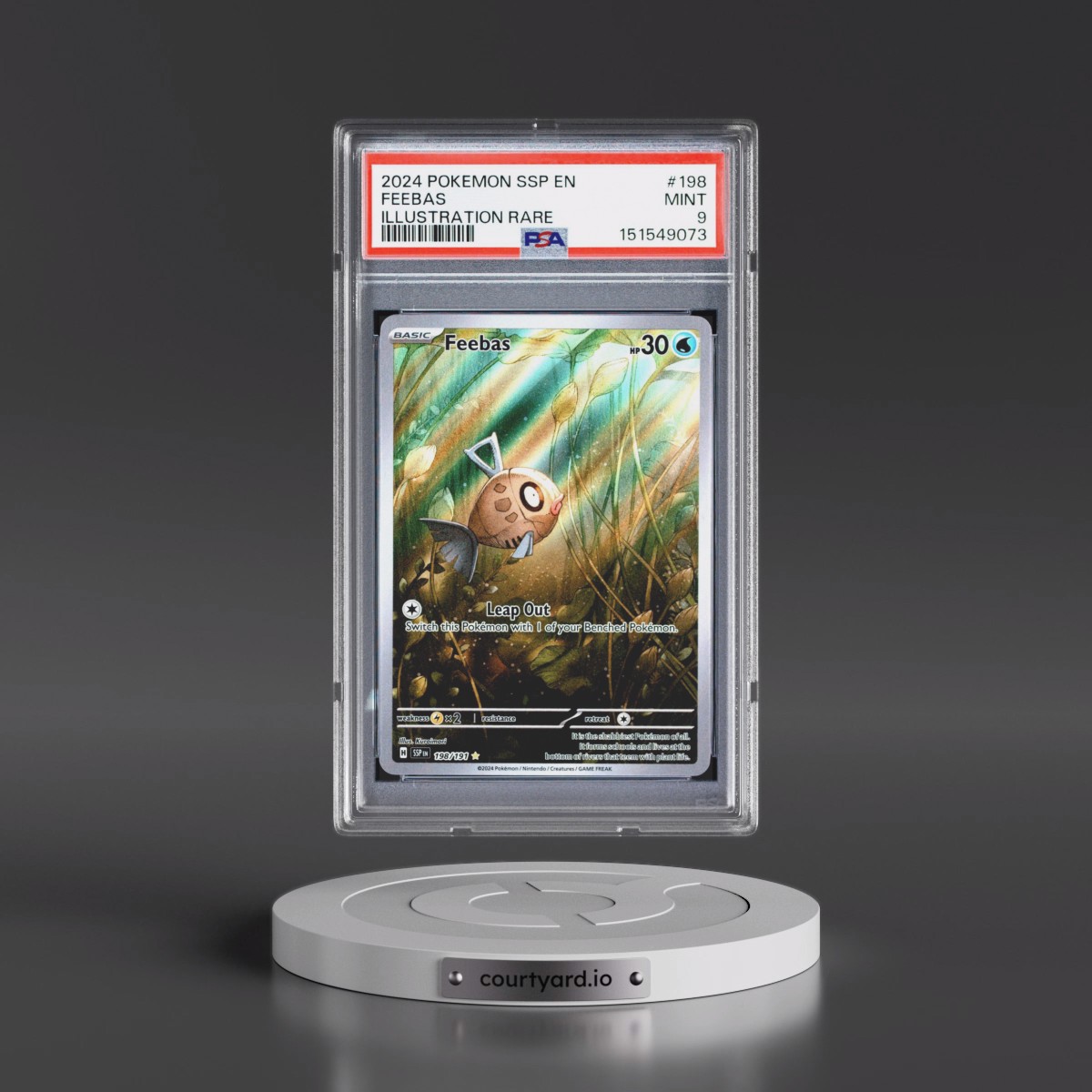 2024 Pokémon Ssp EN-Surging Sparks #198 Feebas - Illustration Rare (PSA 9 MINT)
